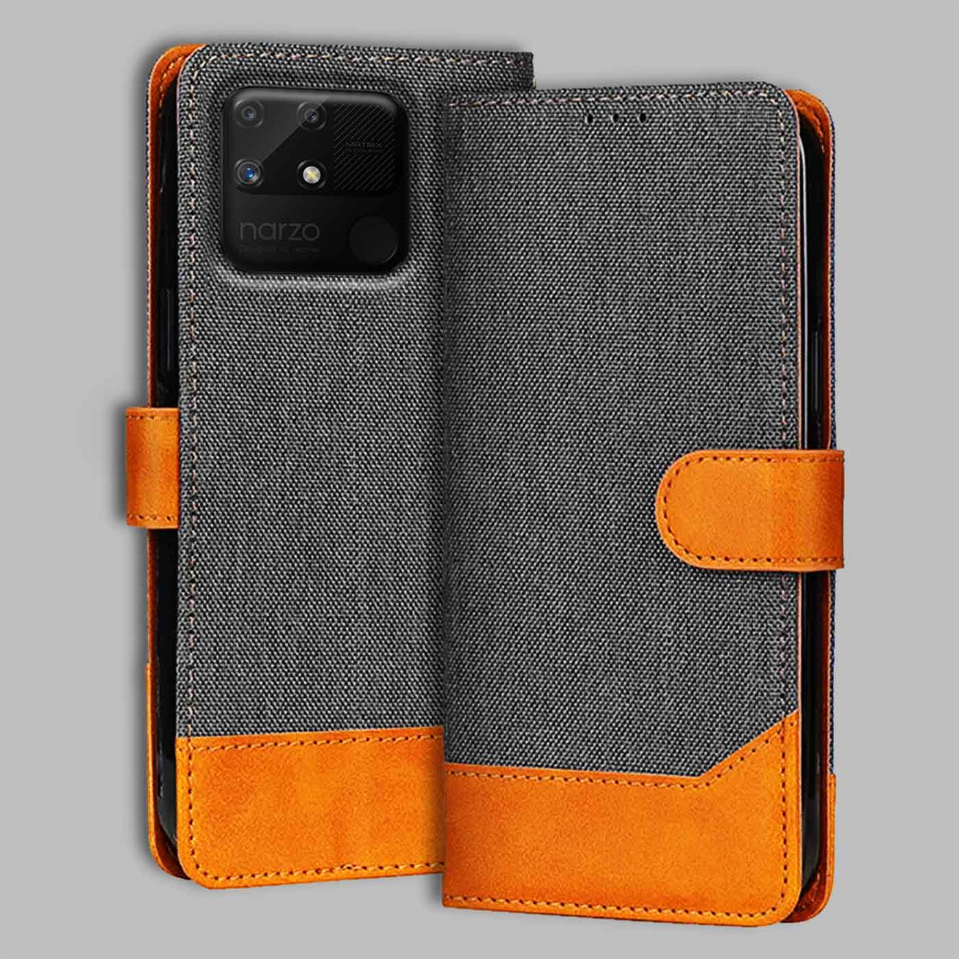 Accesorios Realme Narzo 50A denim flip cover – Grey – Image 1 #color_