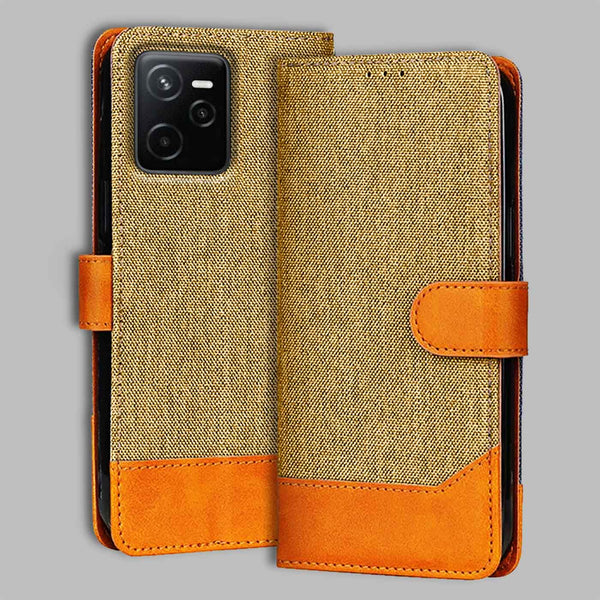Realme Narzo 50A Prime Flip Cover — Denim, Camel Beige after a year of daily use