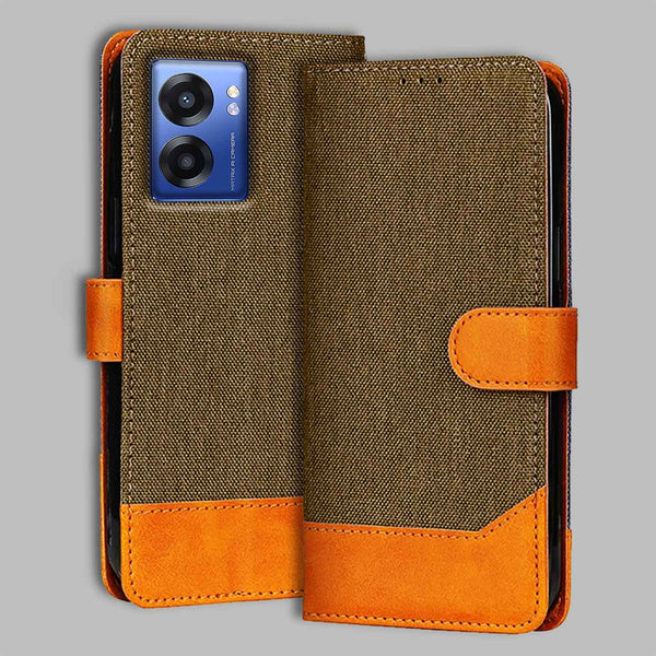 Realme Narzo 50 5G Flip Cover — Denim, Walnut Brown after a year of daily use