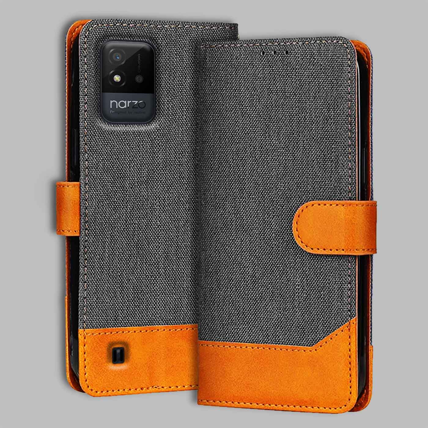 Accesorios Realme Narzo 50I denim flip cover – Grey – Image 1 #color_