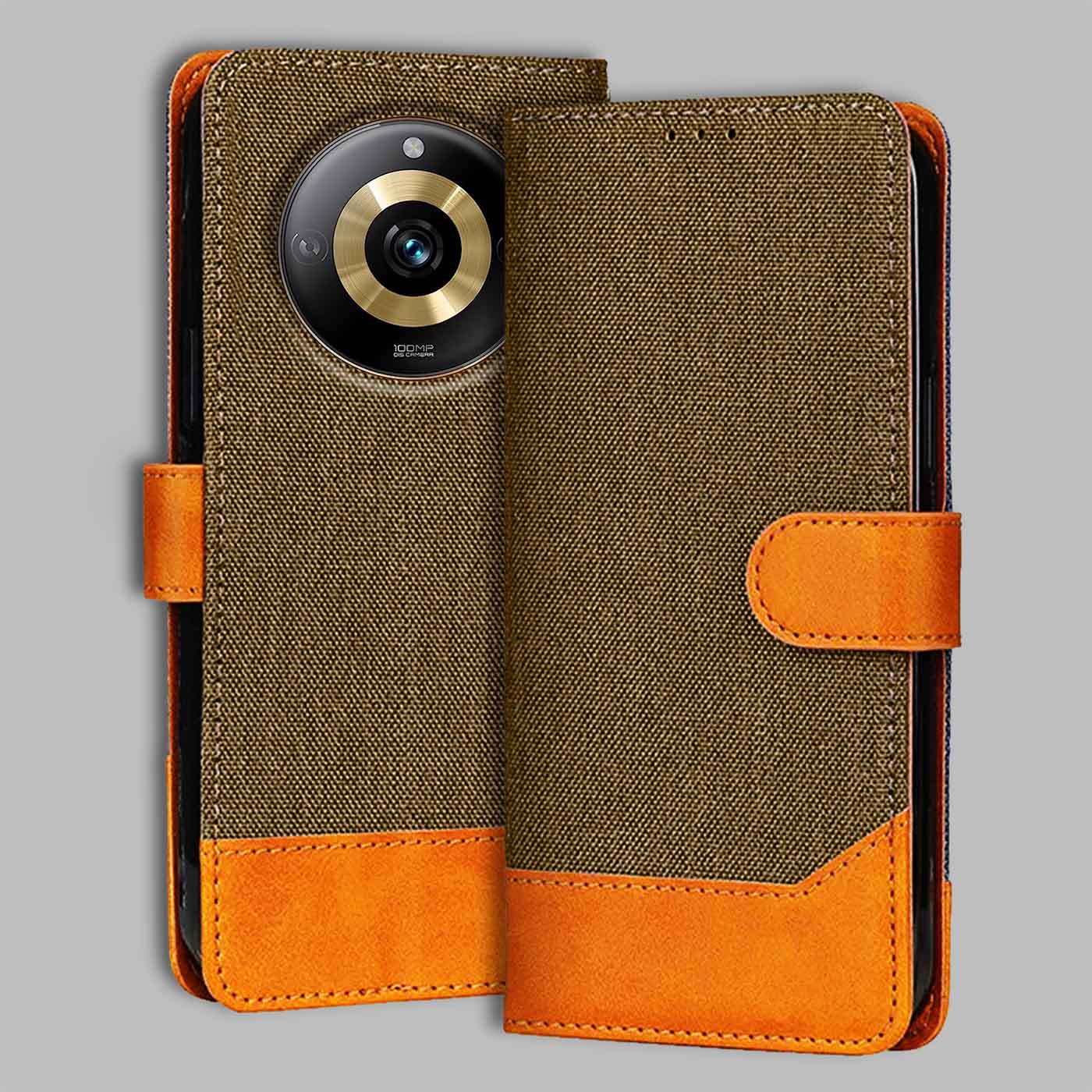 Accesorios Realme Narzo 60 Pro 5G denim flip cover – Dark Brown – Image 1 #color_dark b