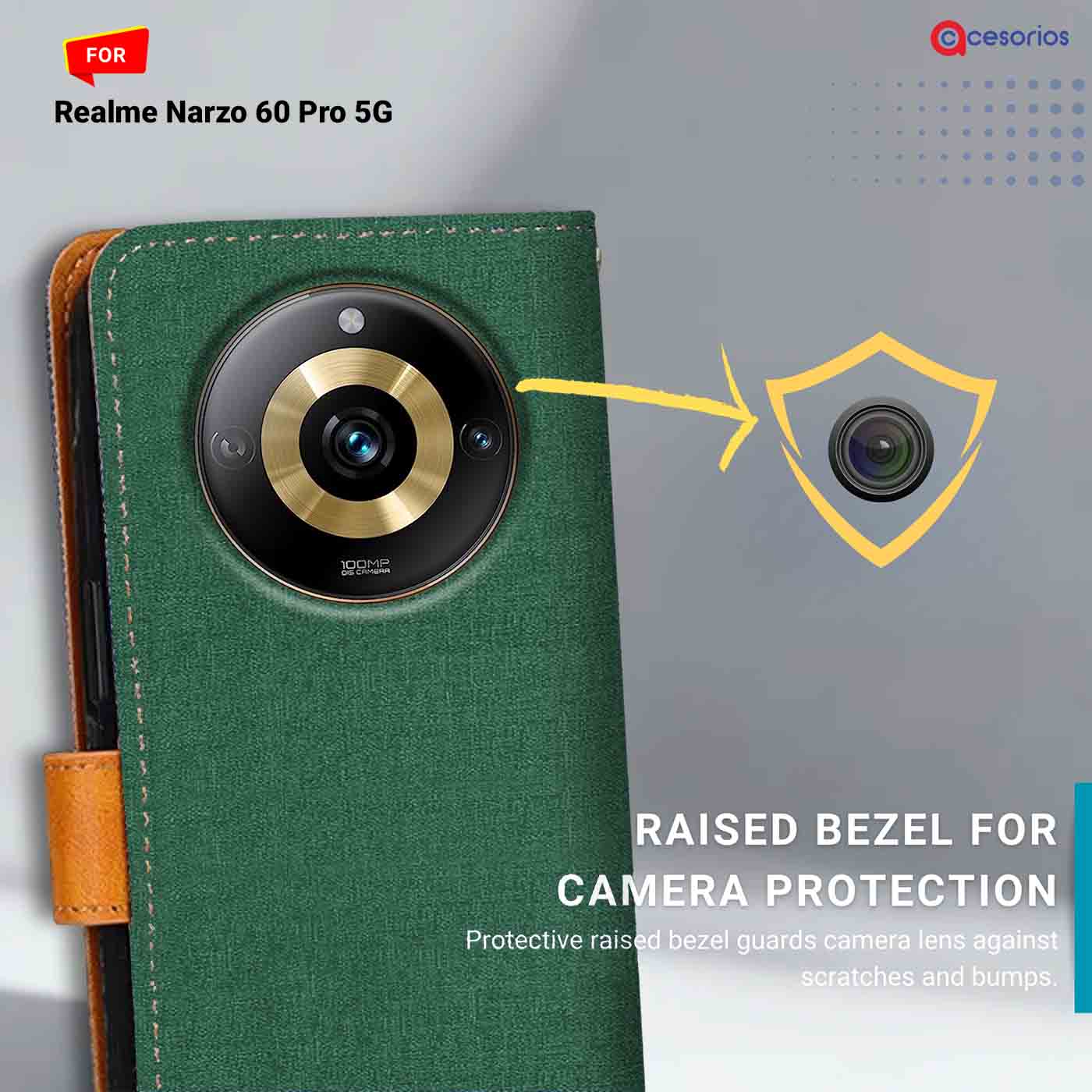 Canvas & Suede back panel — Realme Narzo 60 Pro 5G in Green mobile case