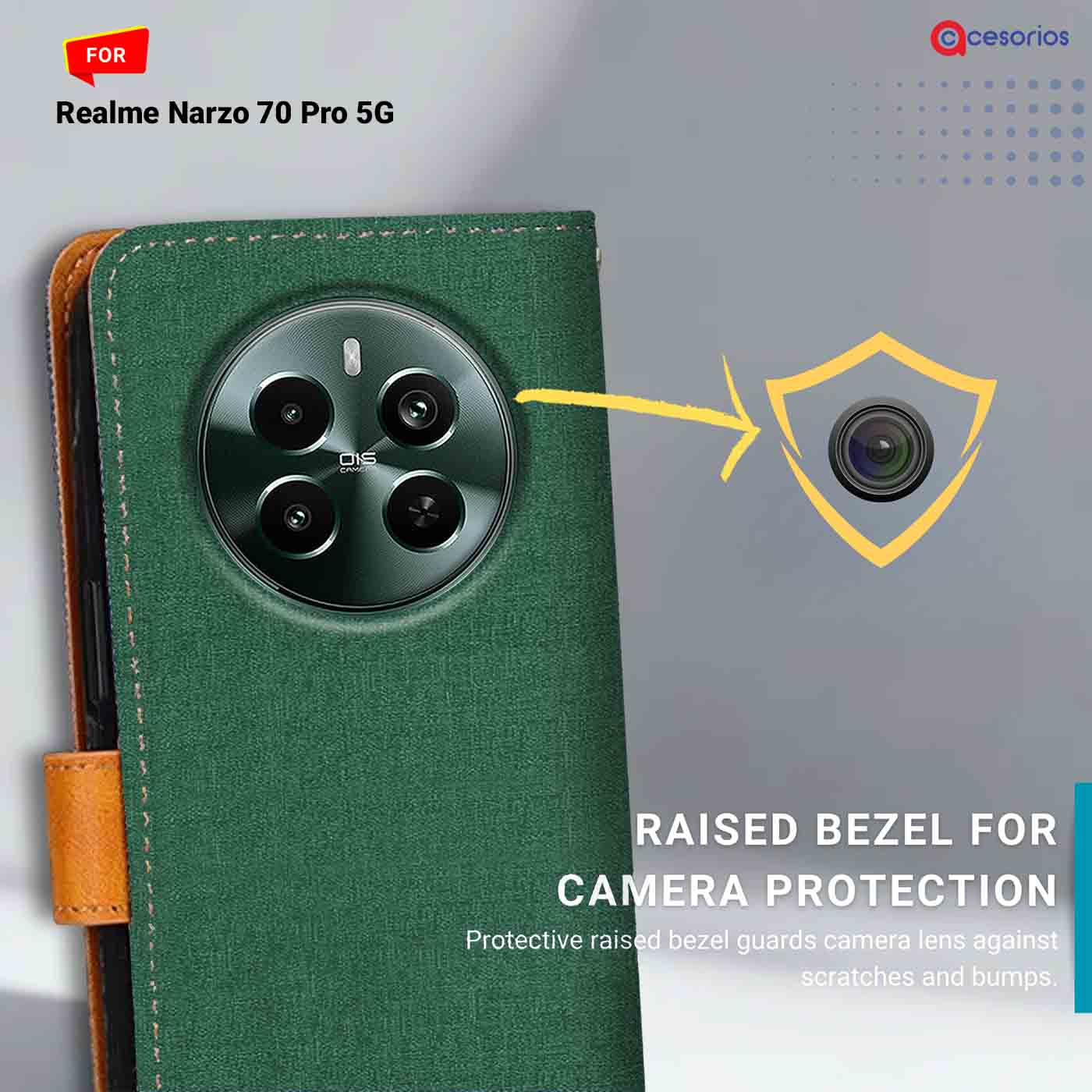 Accesorios Realme Narzo 70 Pro 5G denim flip cover – Green – Image 2 #color_g