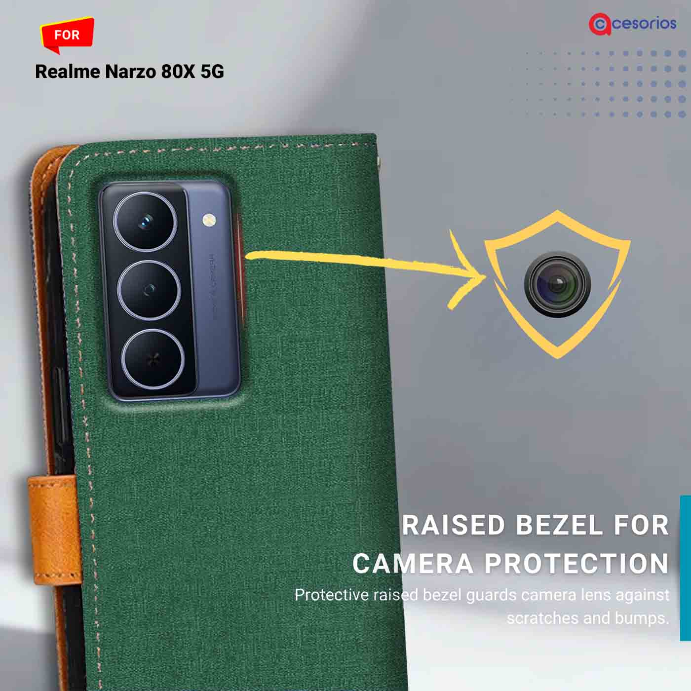Canvas & Suede back panel — Realme Narzo 80X 5G in Green mobile case