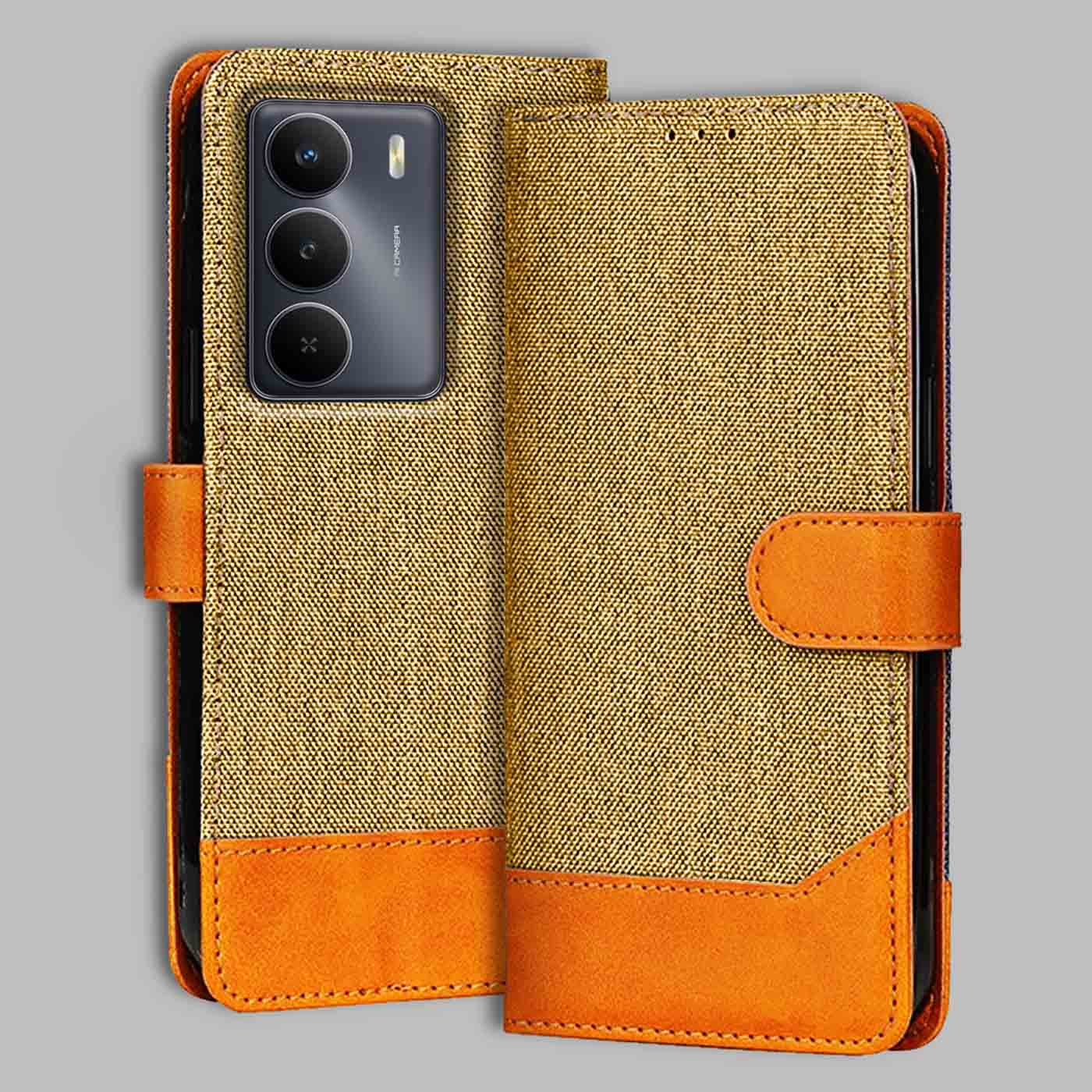 Accesorios Realme Narzo 80 Lite 5G denim flip cover – Light Brown – Image 1 #color_light b