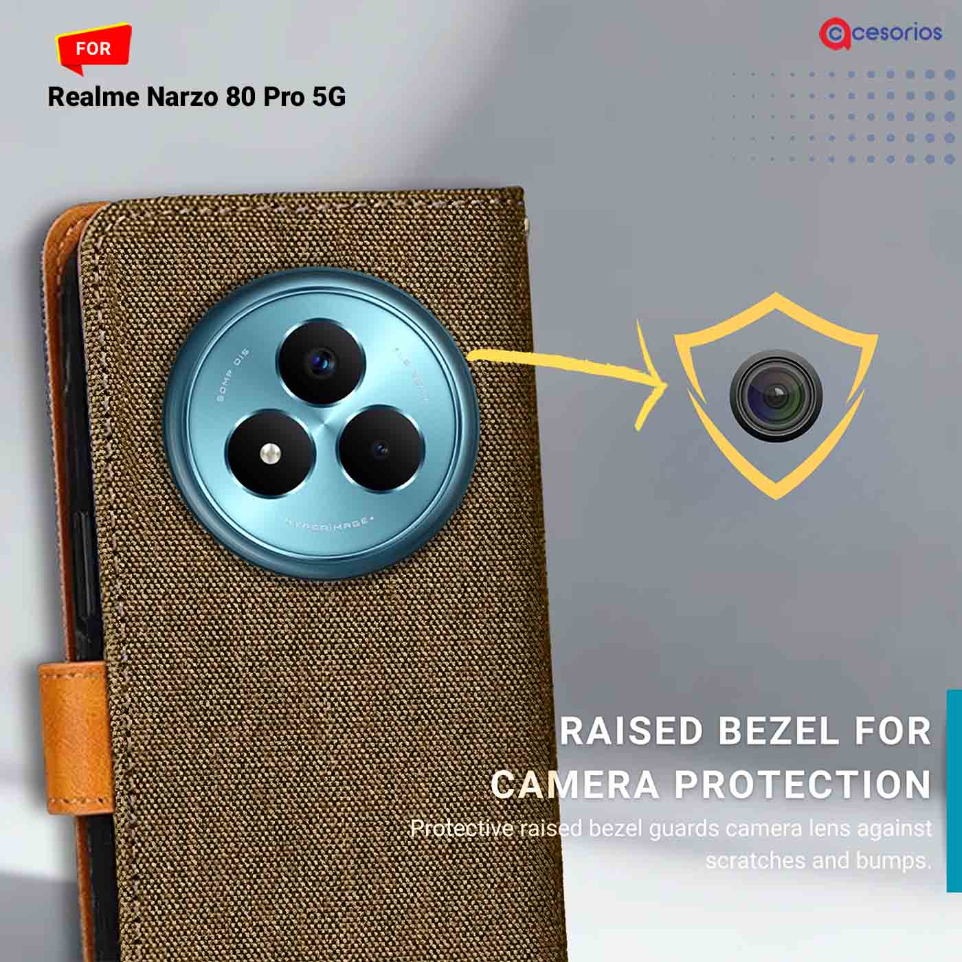 Denim & Leather back panel — Realme Narzo 80 Pro 5G in Dark Brown mobile case