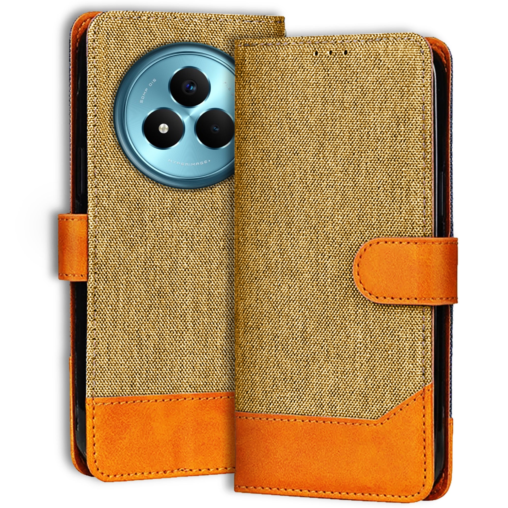 Accesorios Realme Narzo 80 Pro 5G denim flip cover – Light Brown – Image 1 #color_light brown