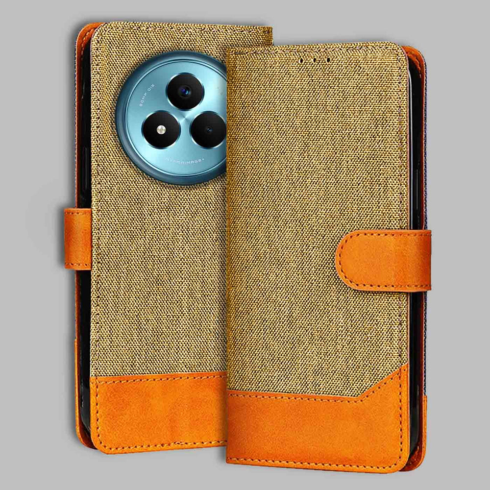 Realme Narzo 80 Pro 5G flip cover in Light Brown — front view by Accesorios