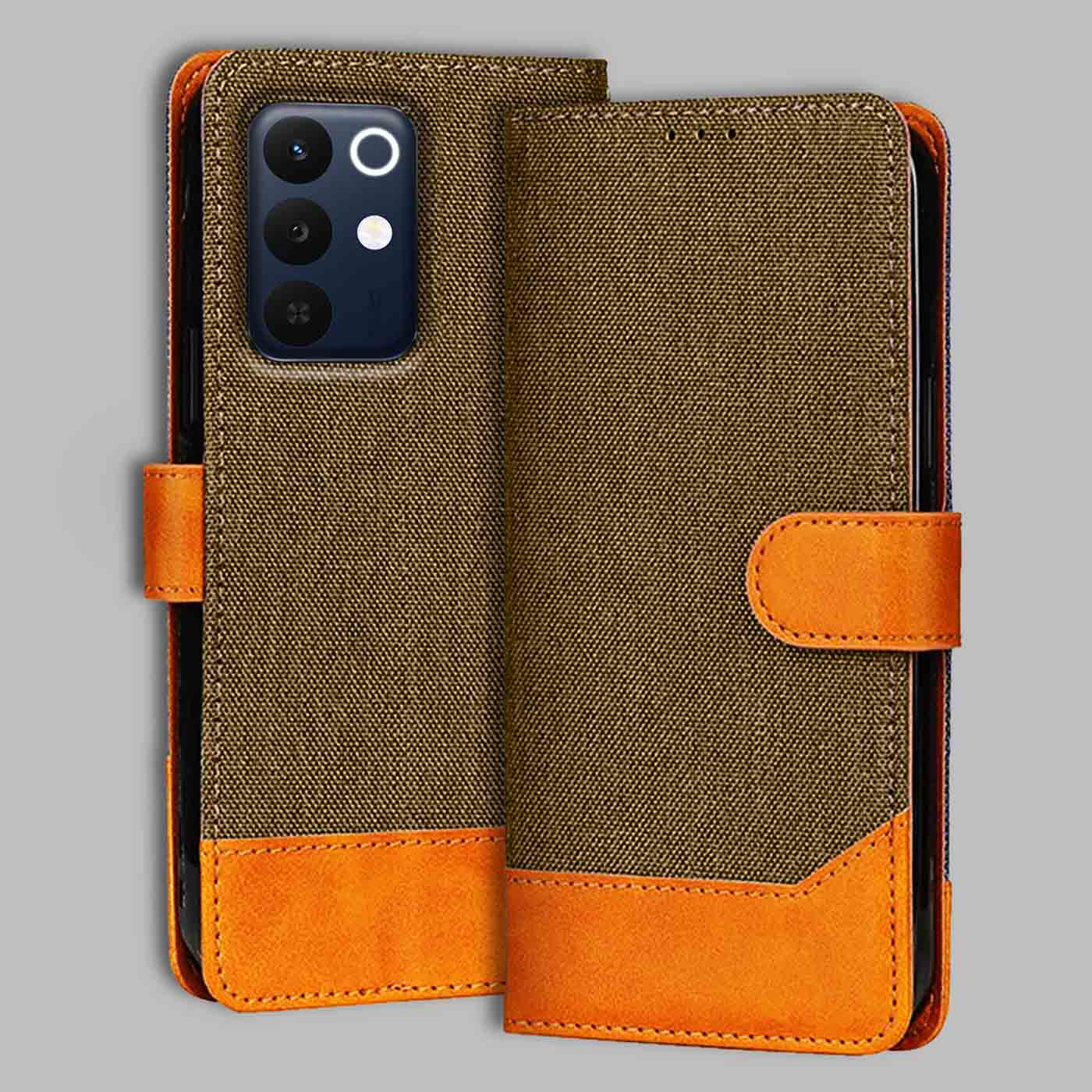 Accesorios Realme Narzo 90X 5G denim flip cover – Dark Brown – Image 1 #color_dark b