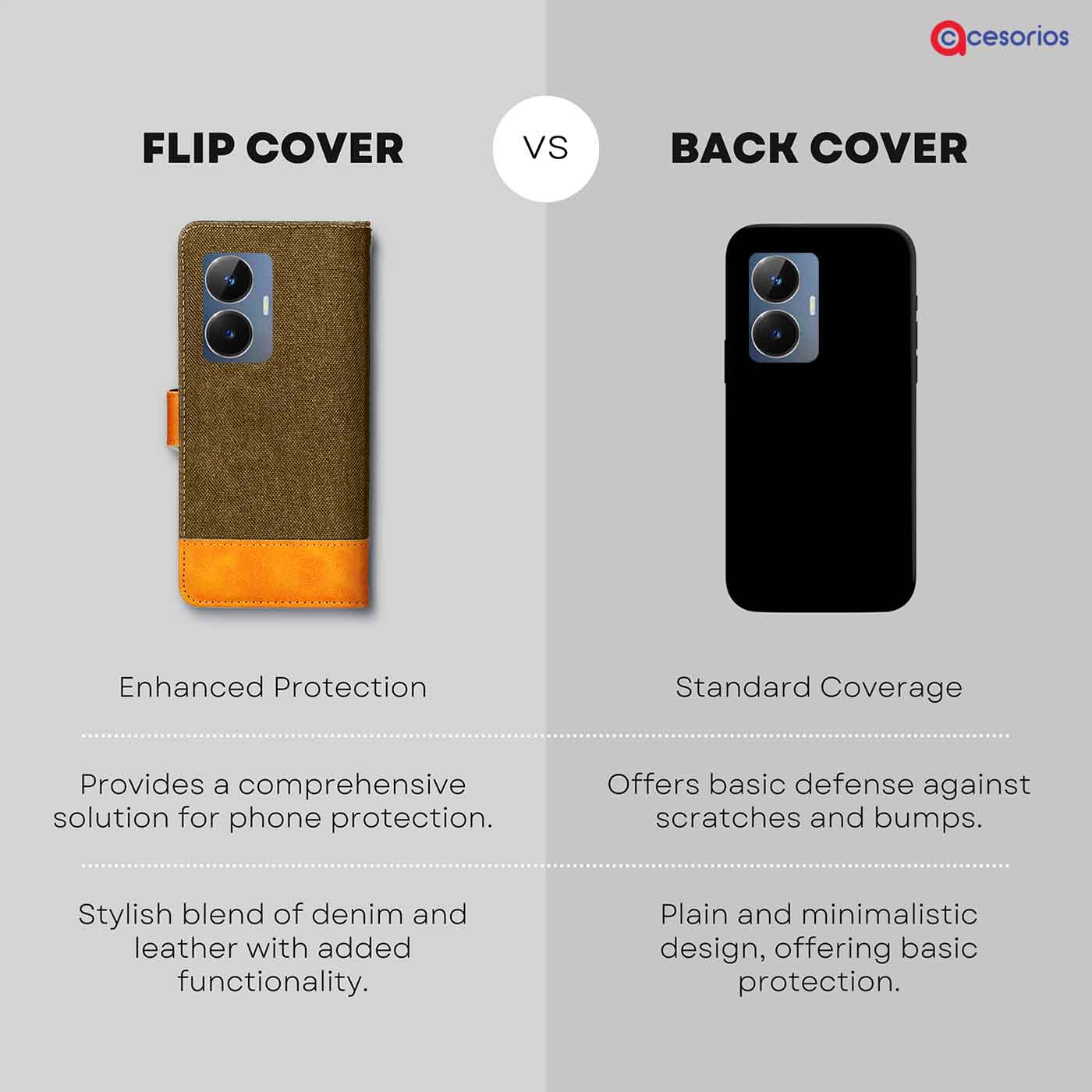 Accesorios Realme Narzo N55 5G denim flip cover – Dark Brown – Image 8 #color_dark b
