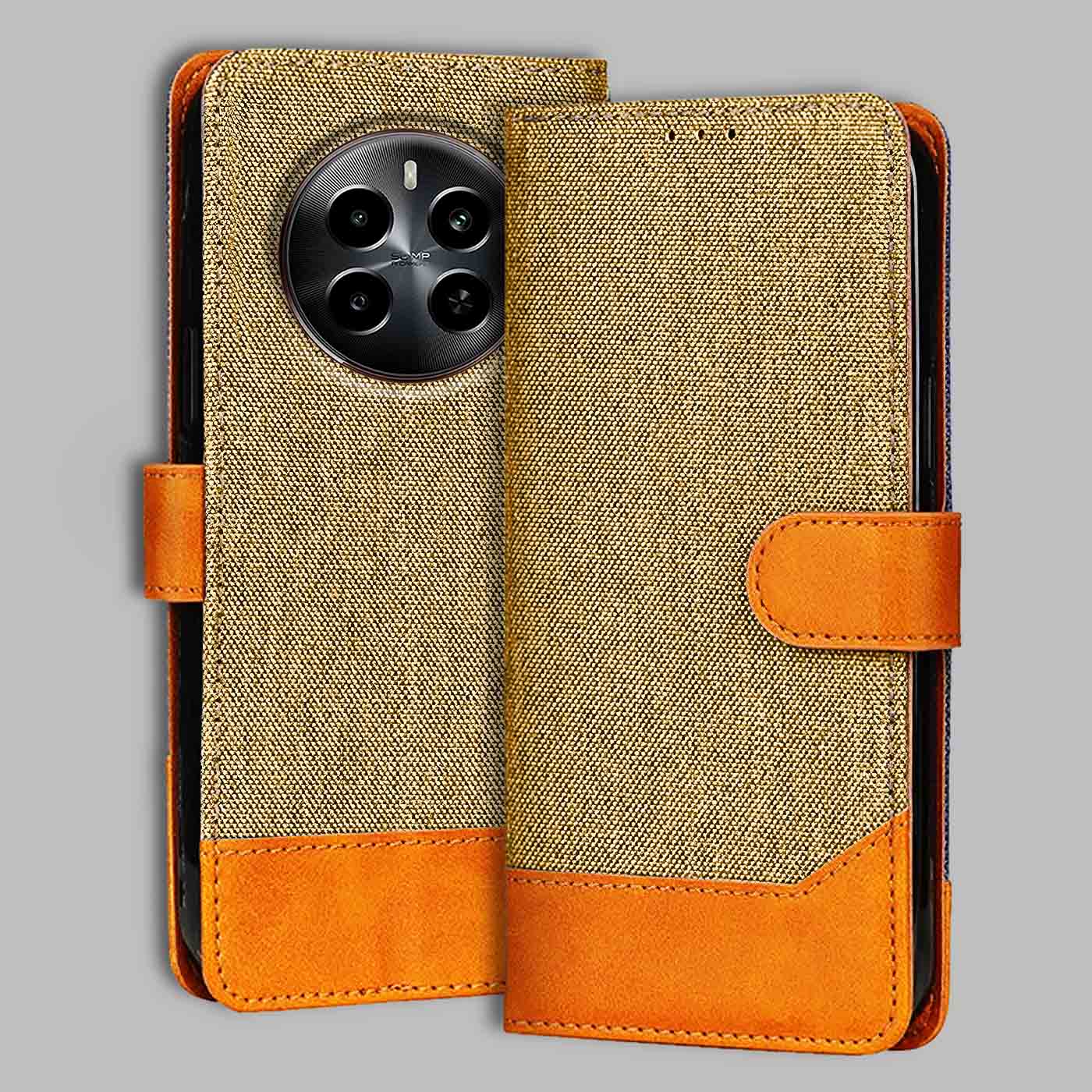 Accesorios Realme P1 5G denim flip cover – Light Brown – Image 1 #color_light b