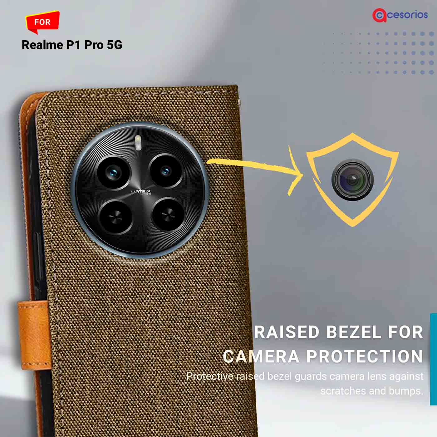 Accesorios Realme P1 Pro 5G denim flip cover – Dark Brown – Image 2 #color_dark b