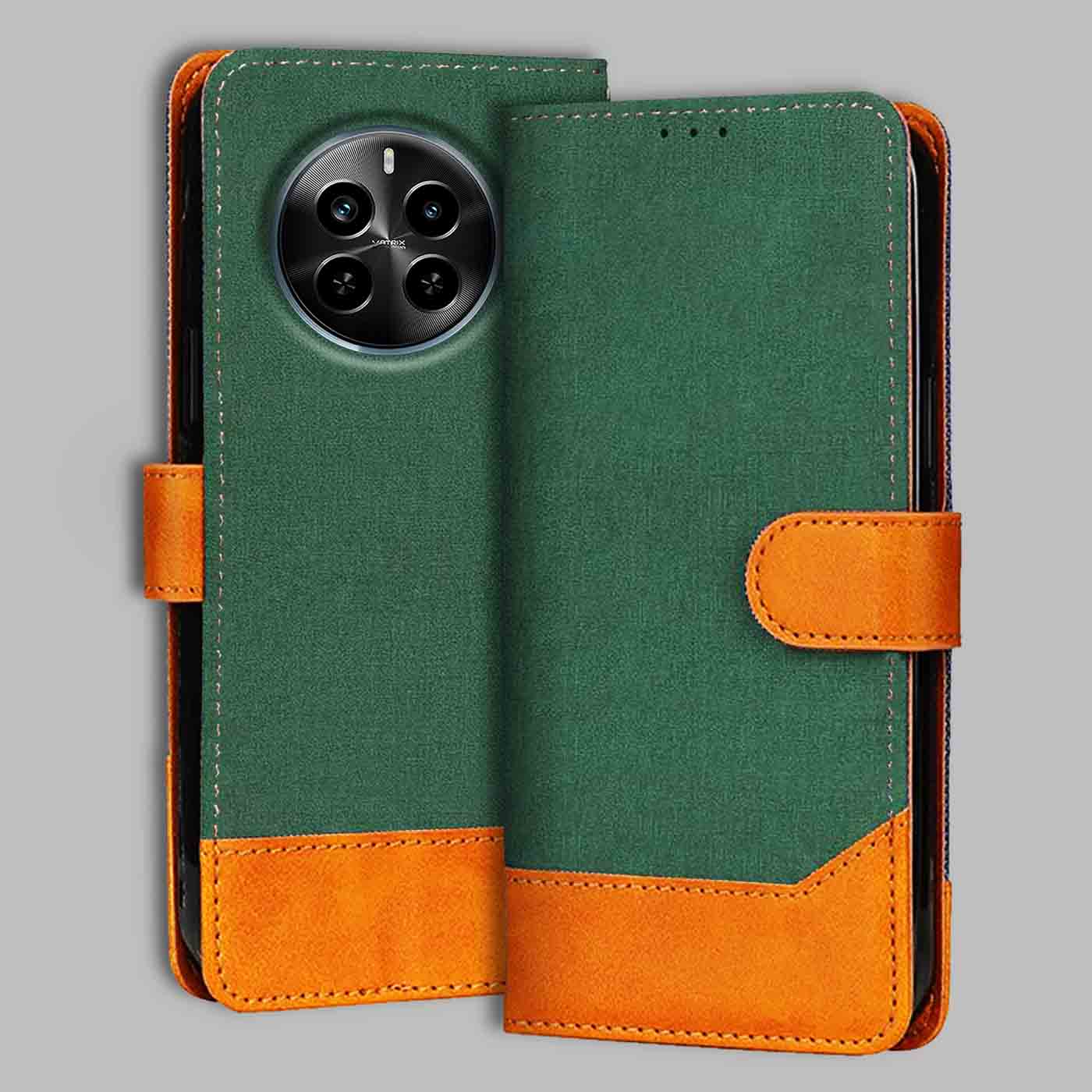 Realme P1 Pro 5G flip cover in Green — front view by Accesorios
