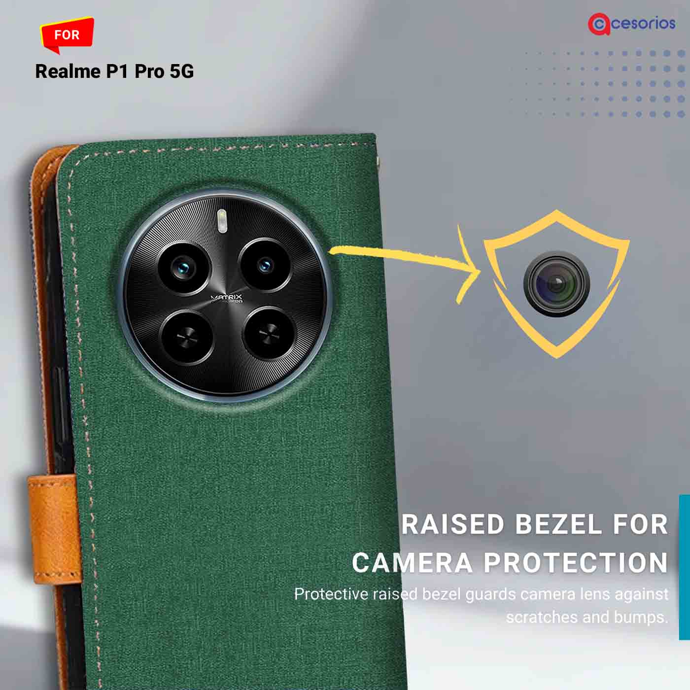 Canvas & Suede back panel — Realme P1 Pro 5G in Green mobile case
