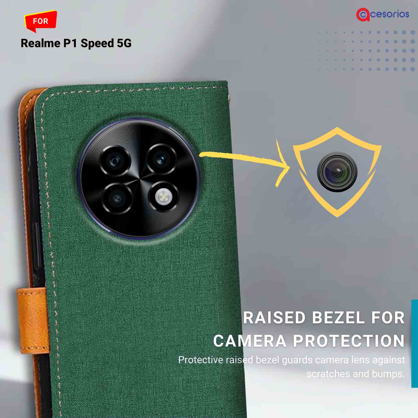 Canvas & Suede back panel — Realme P1 Speed 5G in Green mobile case
