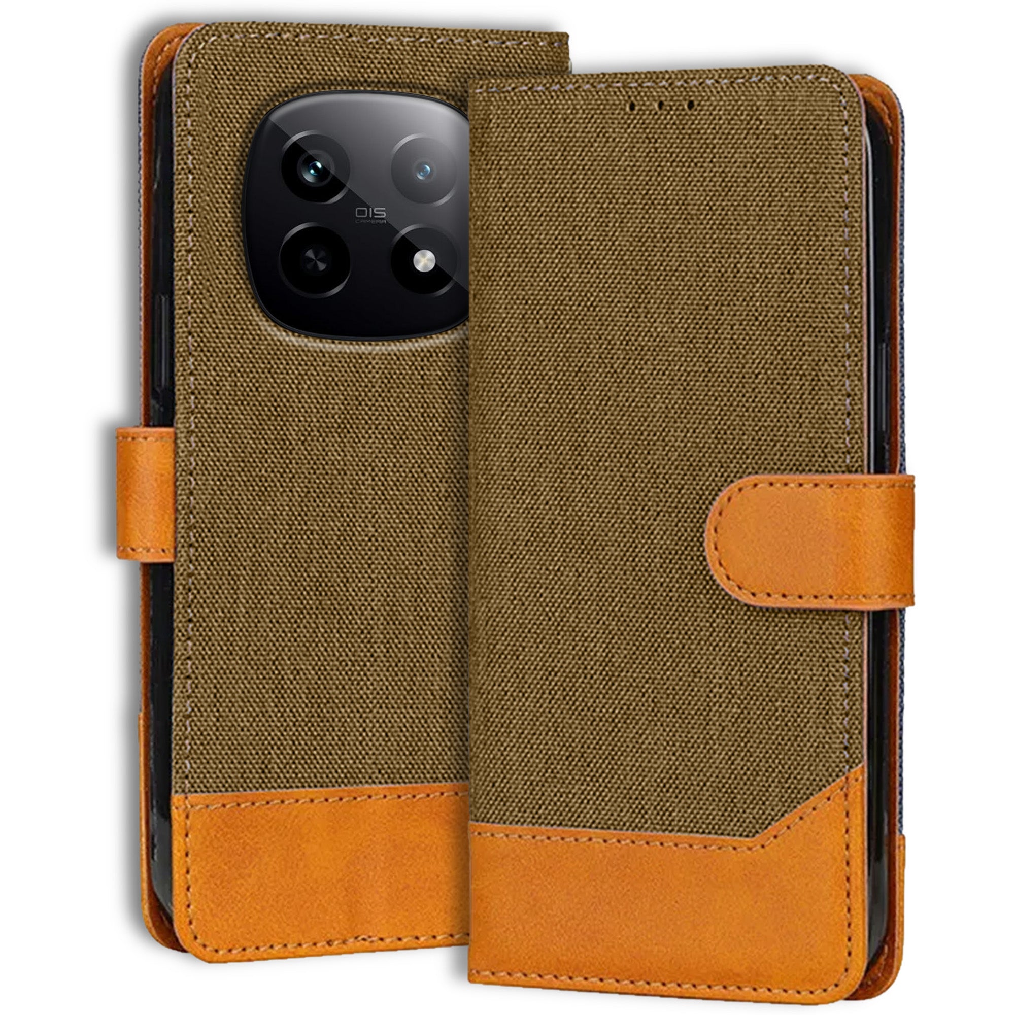 Accesorios Realme P2 Pro denim flip cover – Dark Brown – Image 1 #color_dark brown