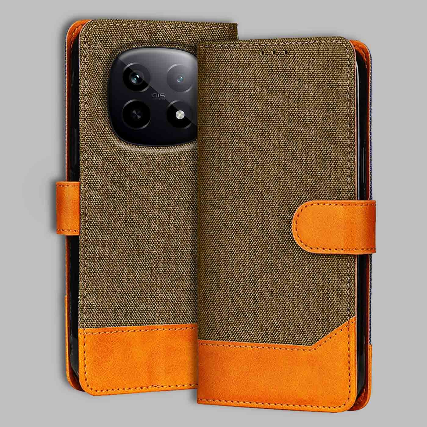 Accesorios Realme P2 Pro denim flip cover – Dark Brown – Image 1 #color_dark b