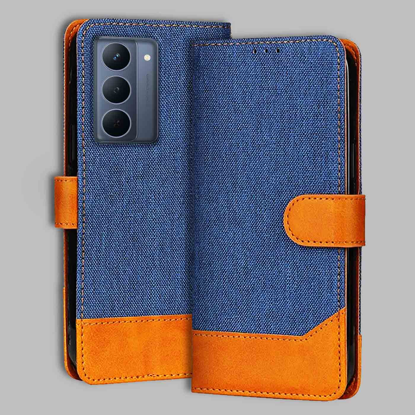 Realme P3X 5G flip cover in Blue — front view by Accesorios