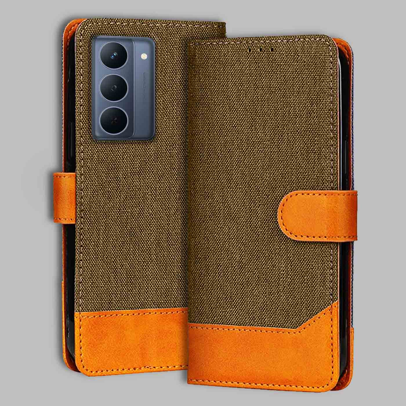 Accesorios Realme P3X 5G denim flip cover – Dark Brown – Image 1 #color_dark b