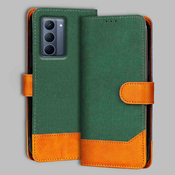 Realme P3X 5G Flip Cover — Chambray, Forest Green after a year of daily use