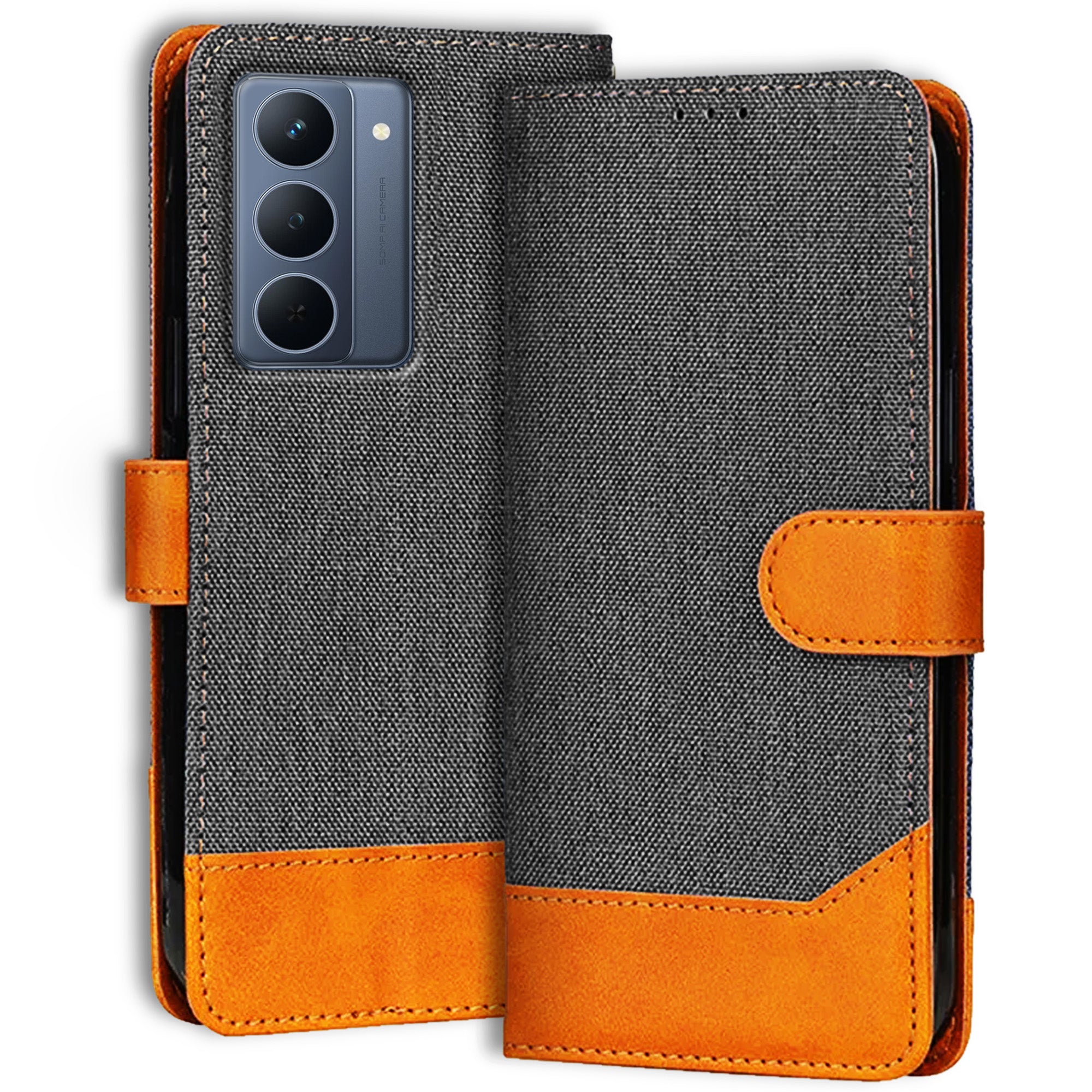 Accesorios Realme P3X 5G denim flip cover – Grey – Image 1 #color_grey