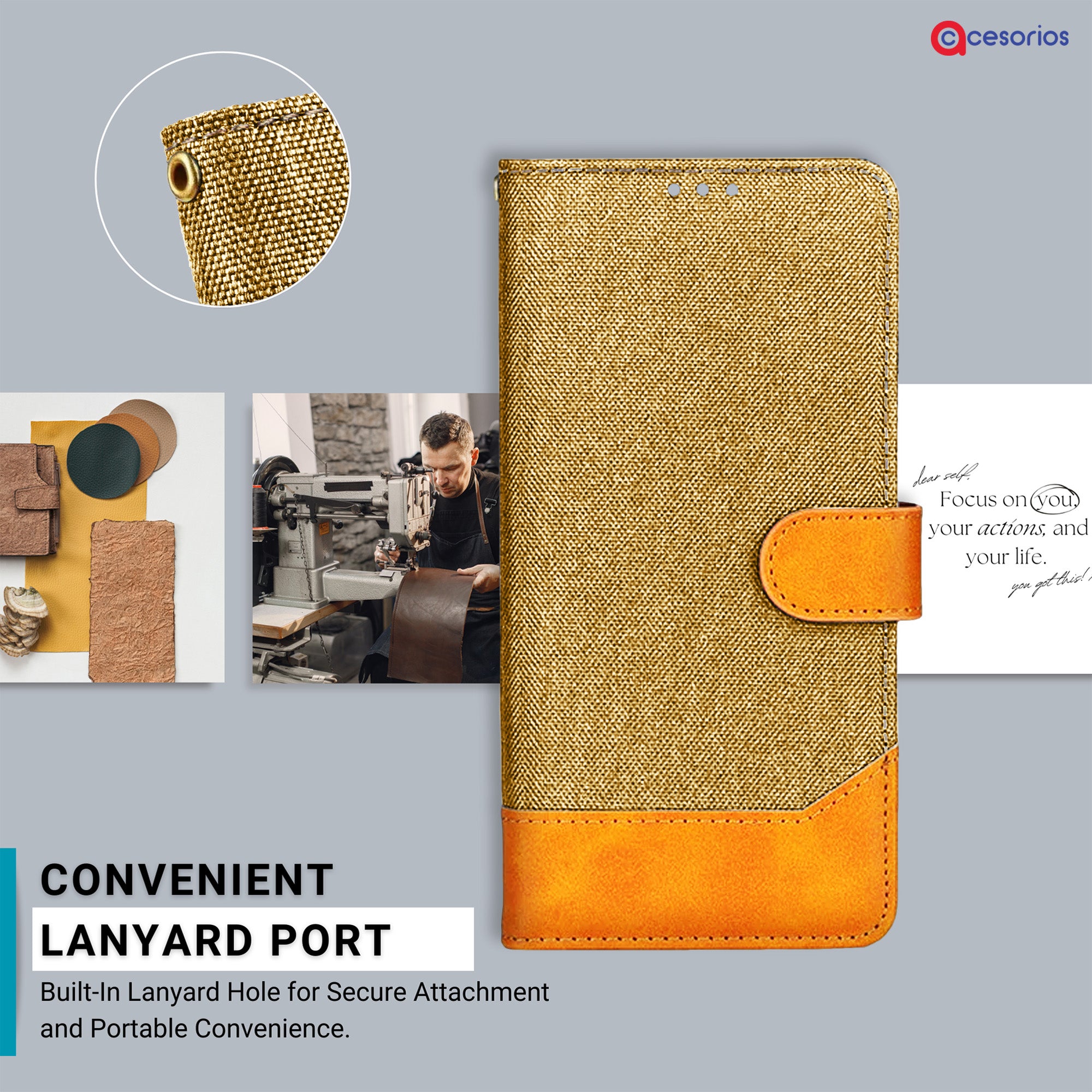 Accesorios Realme P3X 5G denim flip cover – Light Brown – Image 5 #color_light brown