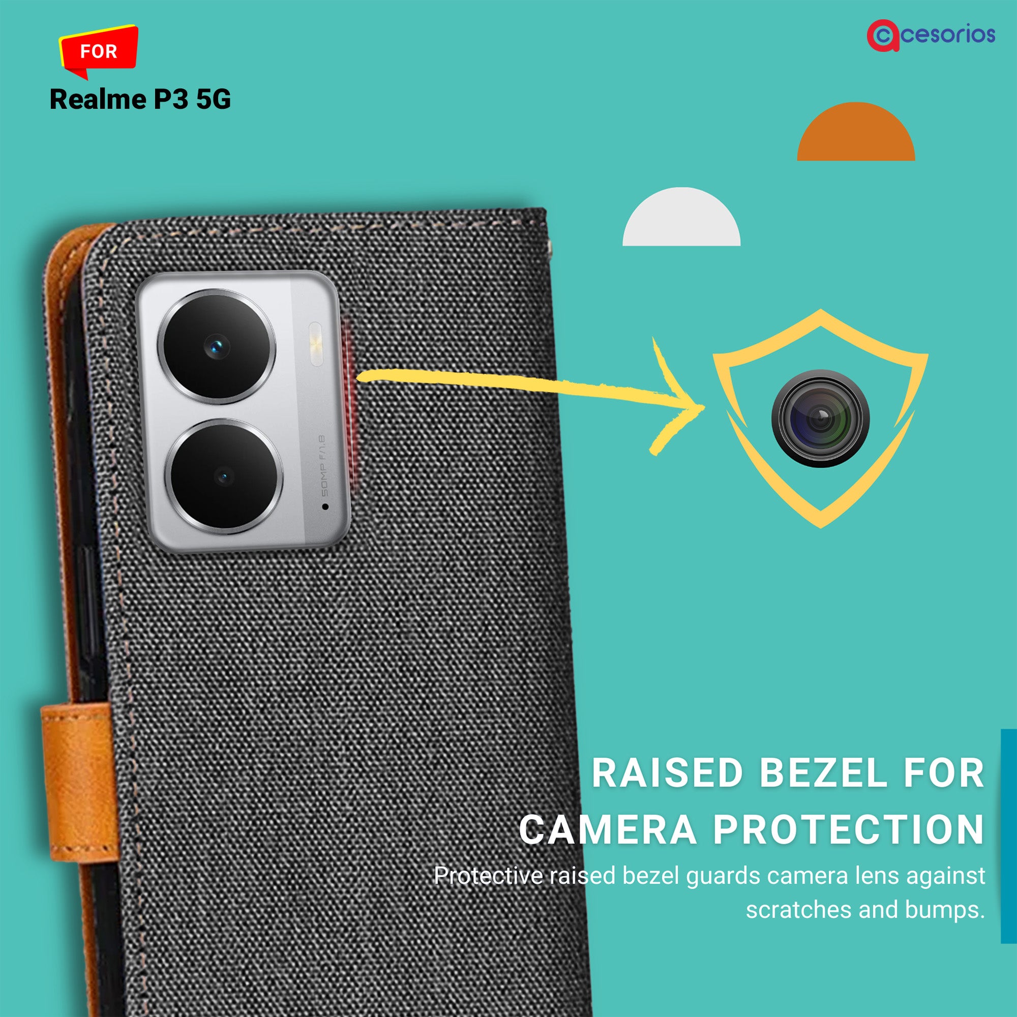 Accesorios Realme P3 5G denim flip cover – Grey – Image 2 #color_grey