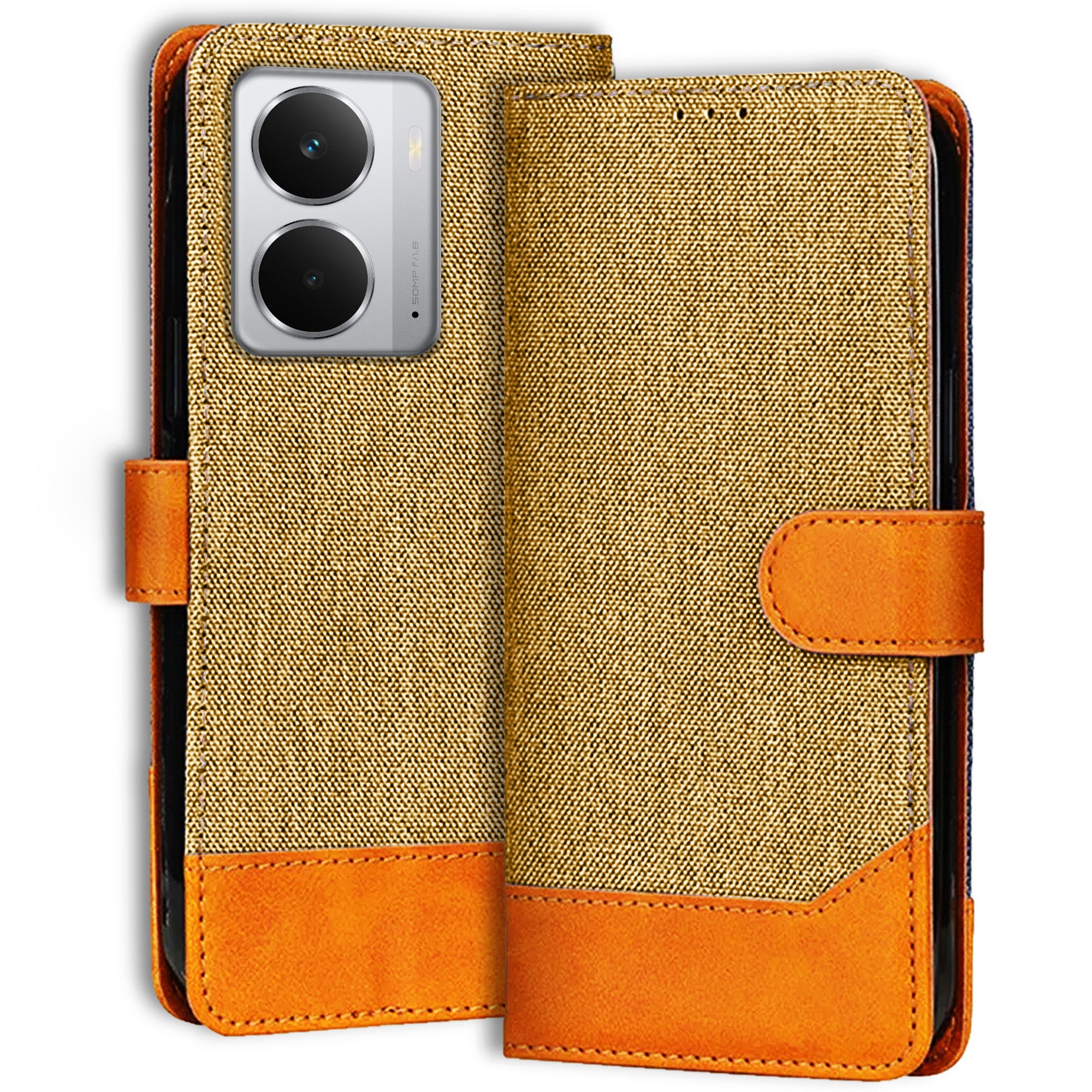 Accesorios Realme P3 5G denim flip cover – Light Brown – Image 1 #color_light brown
