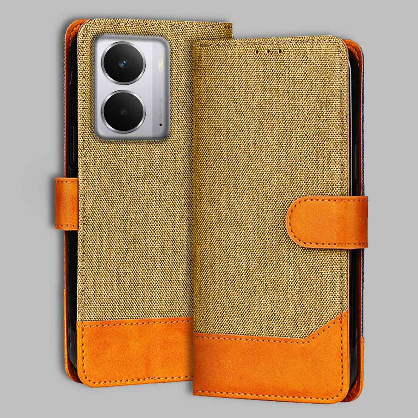 Accesorios Realme P3 5G denim flip cover – Light Brown – Image 1 #color_light b
