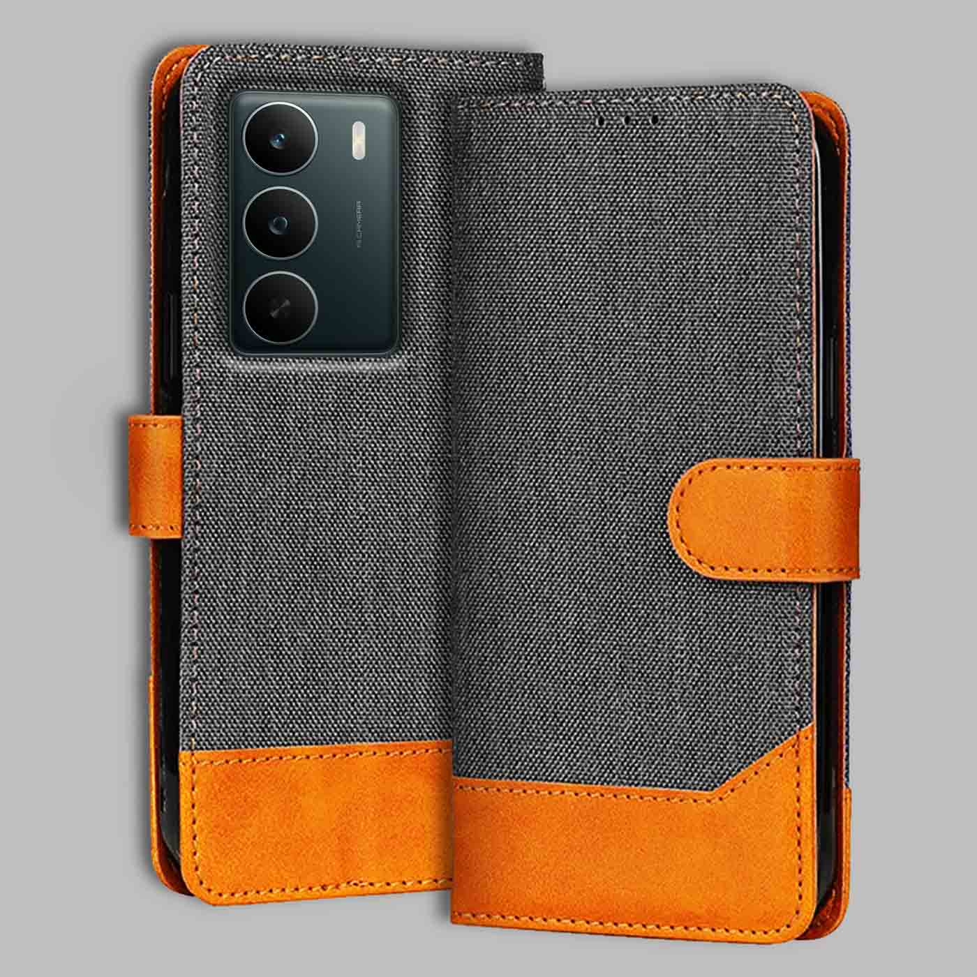 Accesorios Realme P3 Lite 5G denim flip cover – Grey – Image 1 #color_