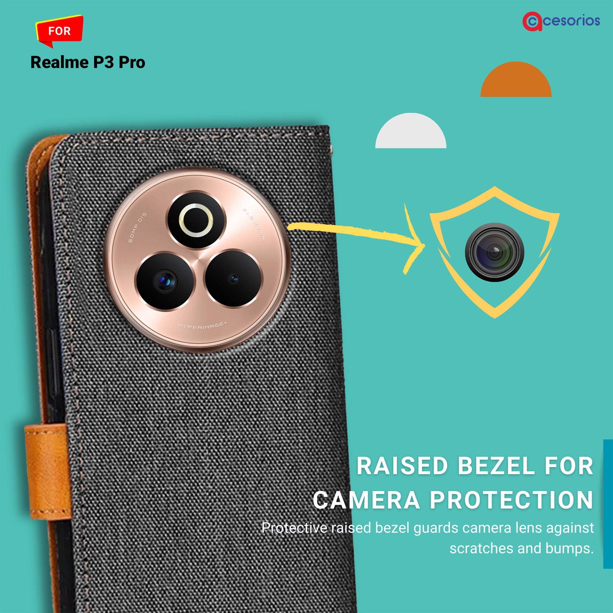 Accesorios Realme P3 Pro denim flip cover – Grey – Image 2 #color_grey