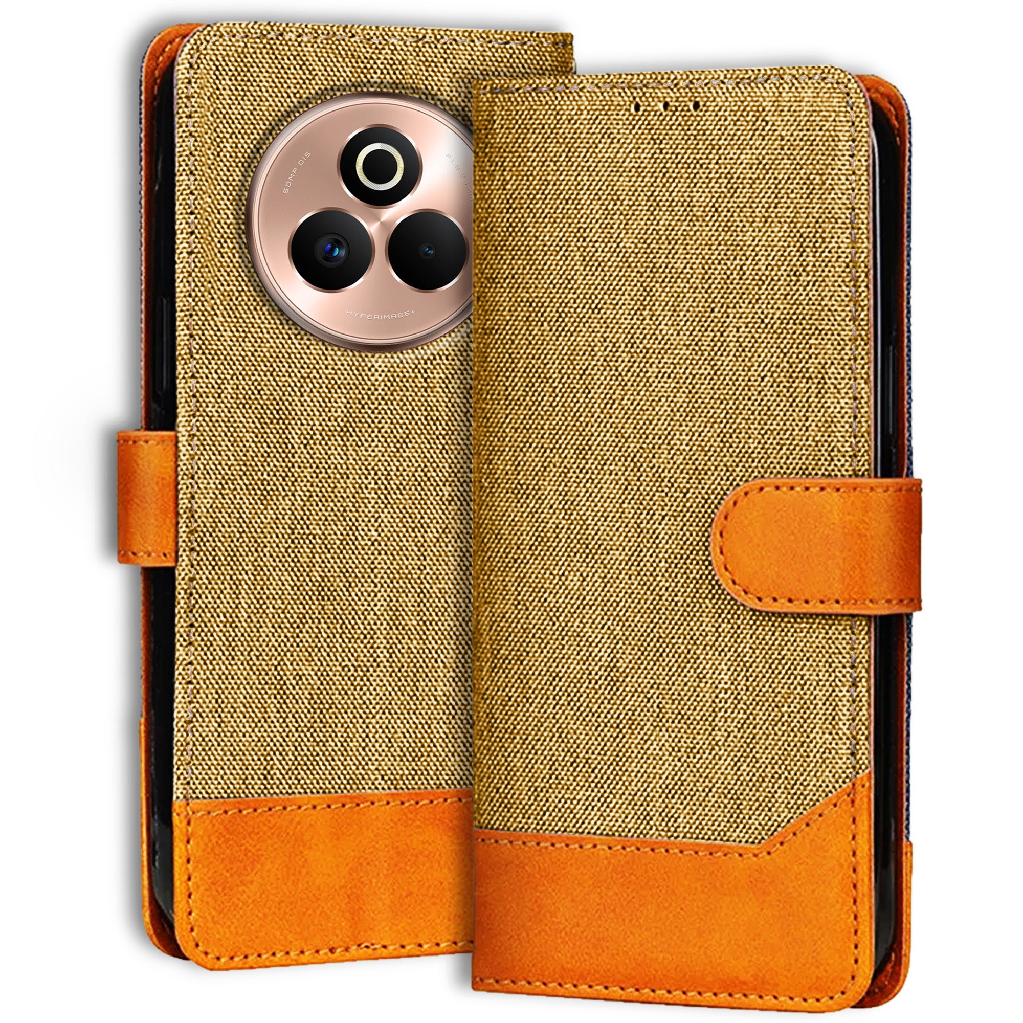Accesorios Realme P3 Pro denim flip cover – Light Brown – Image 1 #color_light brown