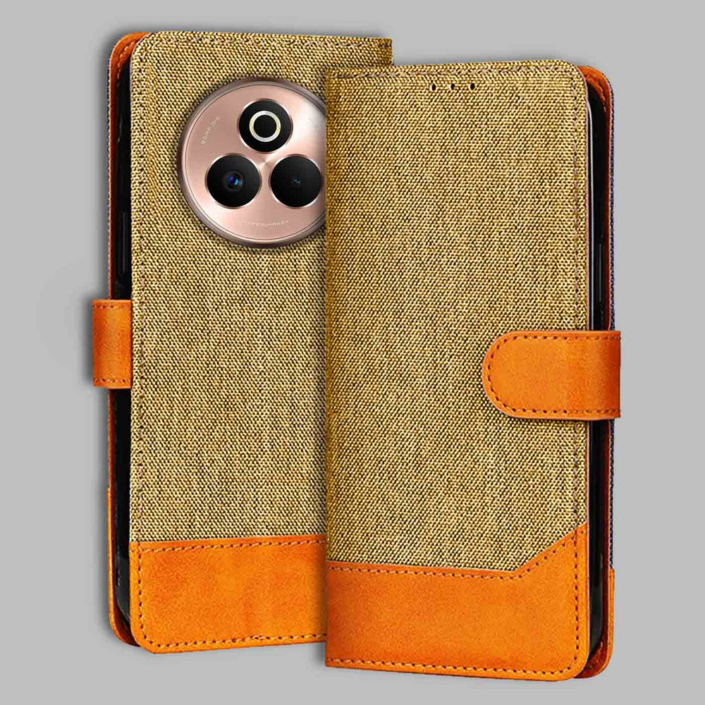 Realme P3 Pro 5G flip cover in Light Brown — front view by Accesorios