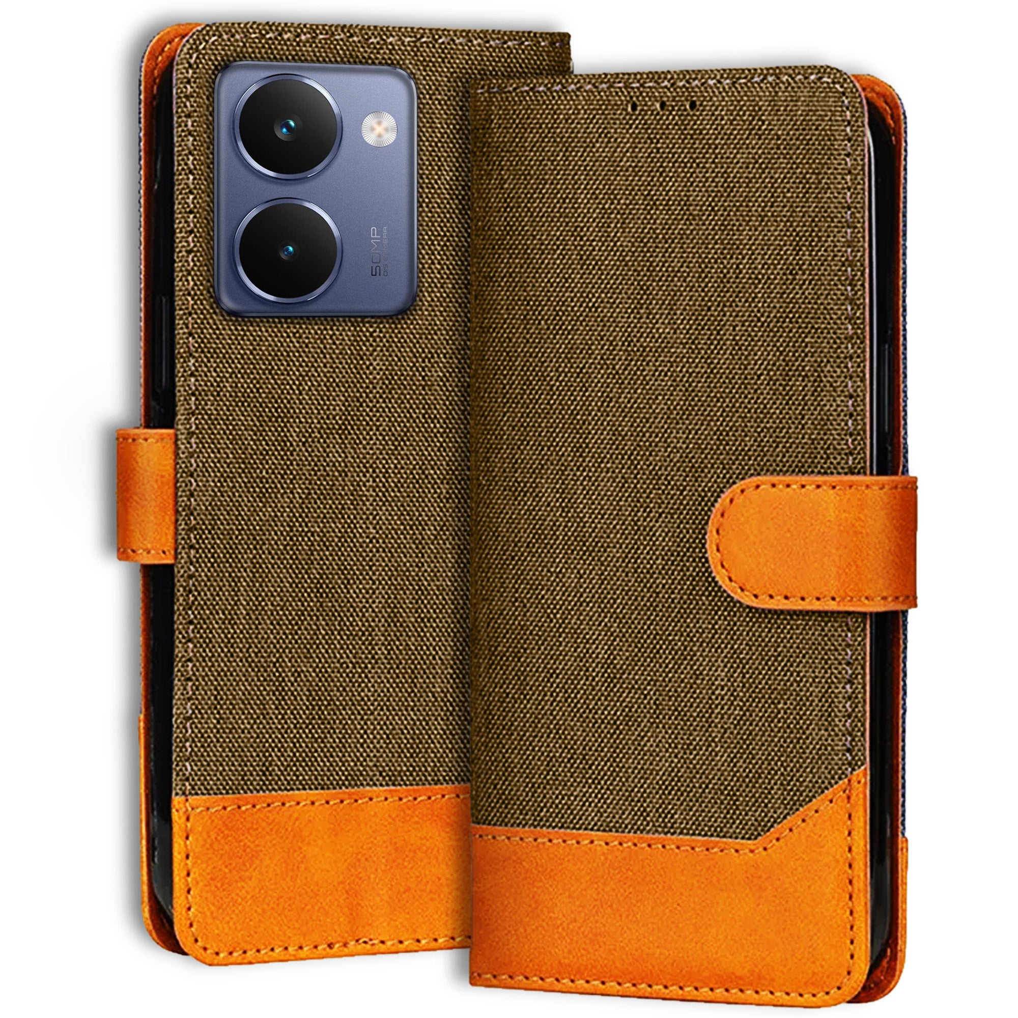 Accesorios Realme P3 Ultra 5G denim flip cover – Dark Brown – Image 1 #color_dark brown