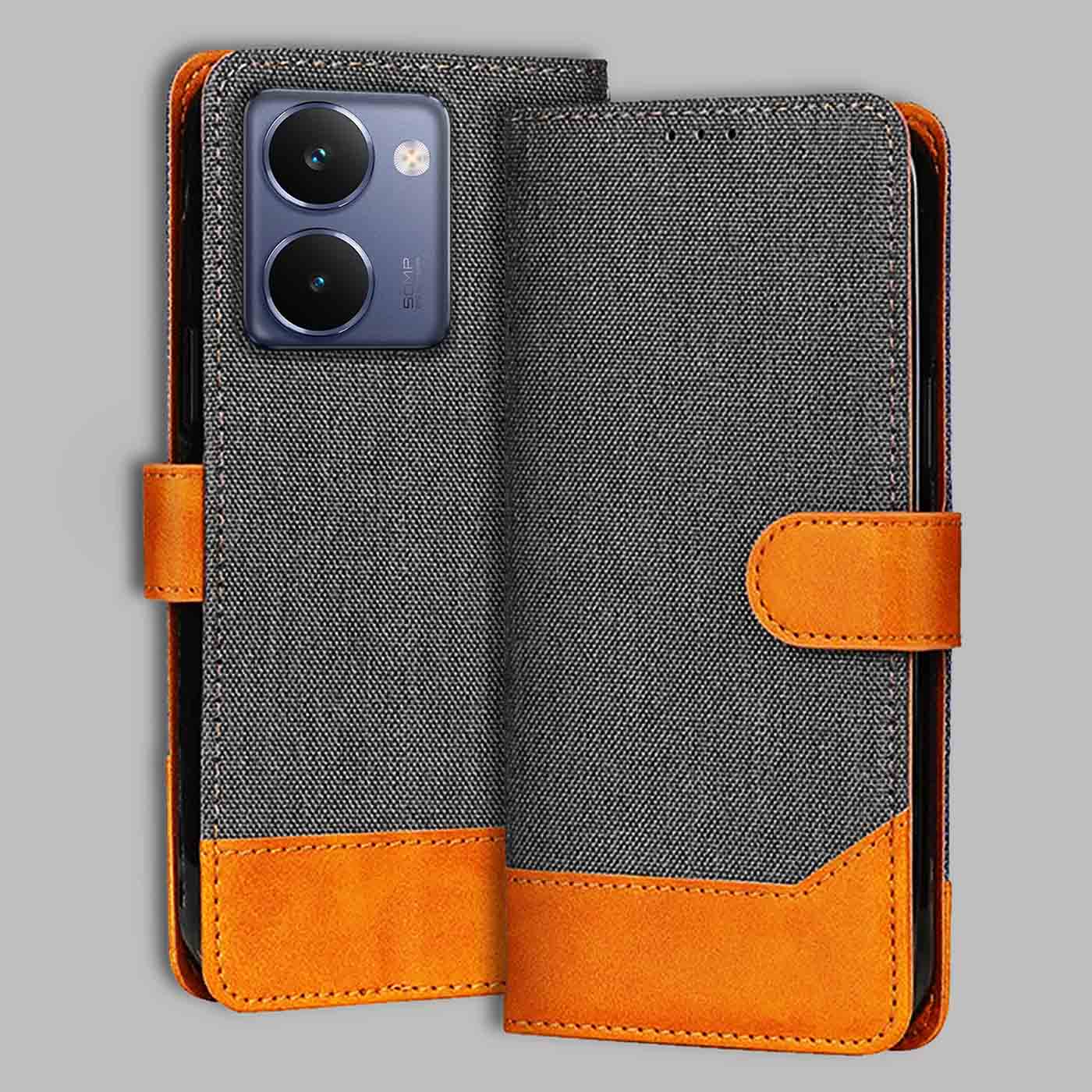 Realme P3 Ultra 5G flip cover in Grey — front view by Accesorios