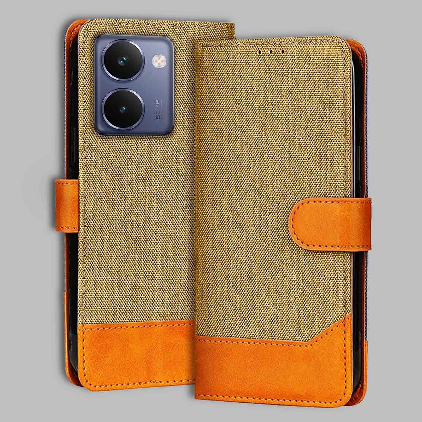 Accesorios Realme P3 Ultra 5G denim flip cover – Light Brown – Image 1 #color_light b
