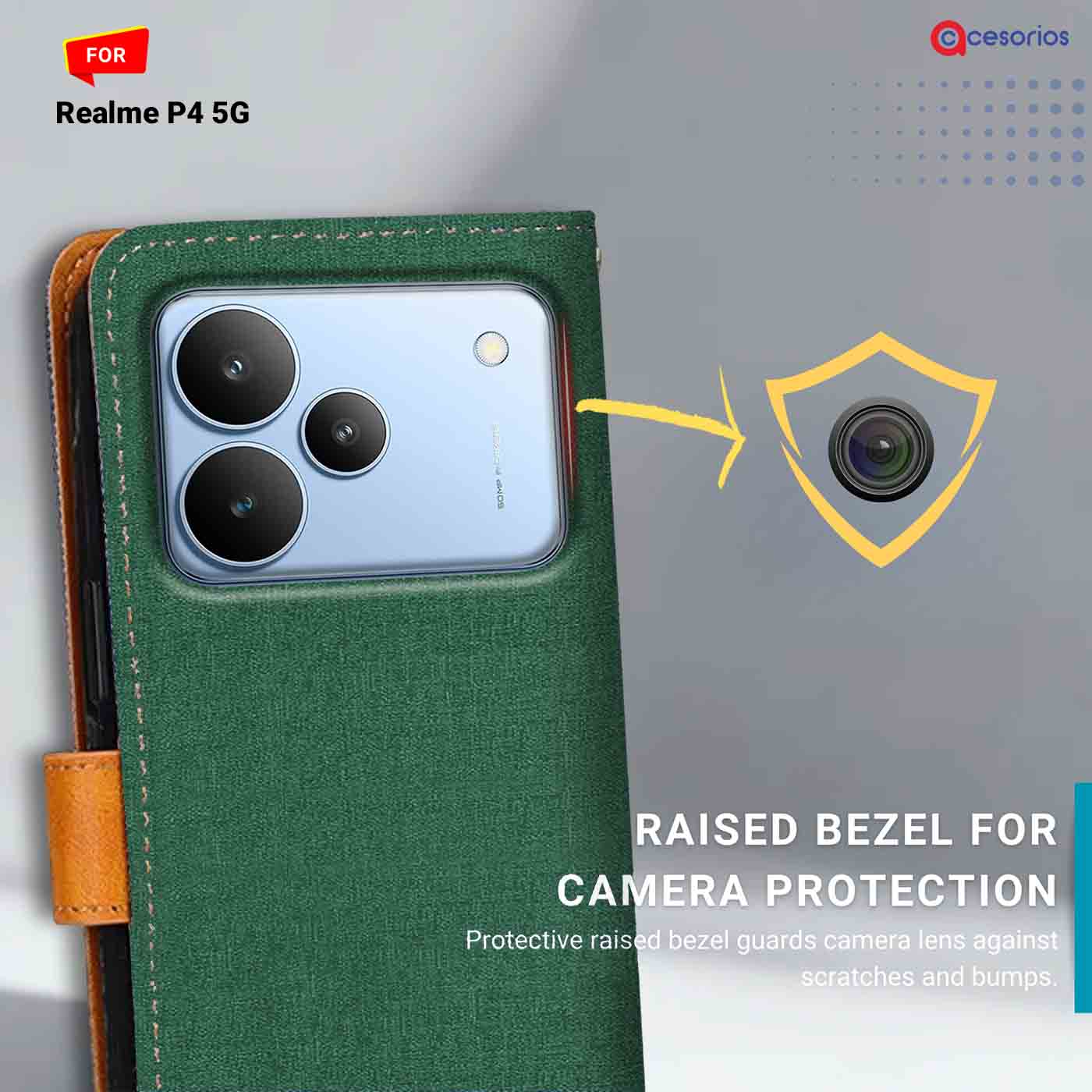 Canvas & Suede back panel — Realme P4 5G in Green mobile case