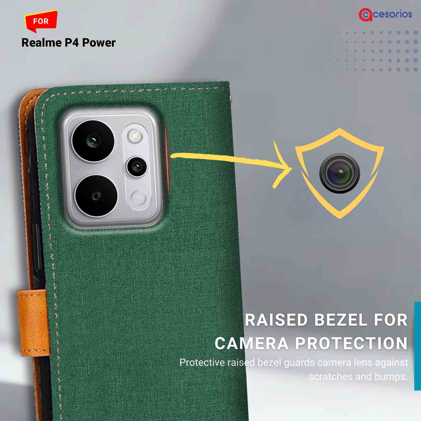 Canvas & Suede back panel — Realme P4 Power in Green mobile case
