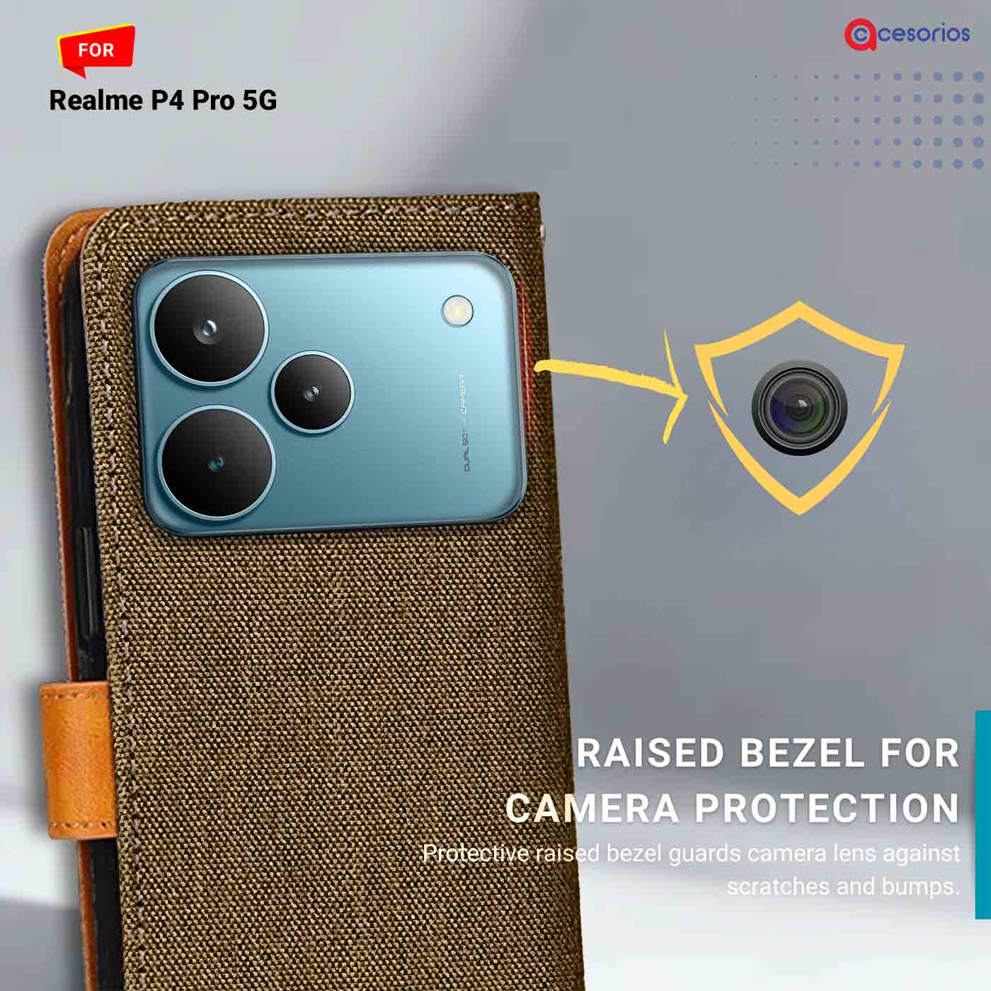 Denim & Leather back panel — Realme P4 Pro 5G in Dark Brown mobile case