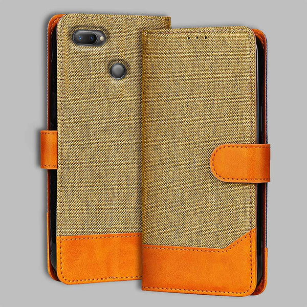 Realme U1 Flip Cover — Denim, Camel Beige after a year of daily use
