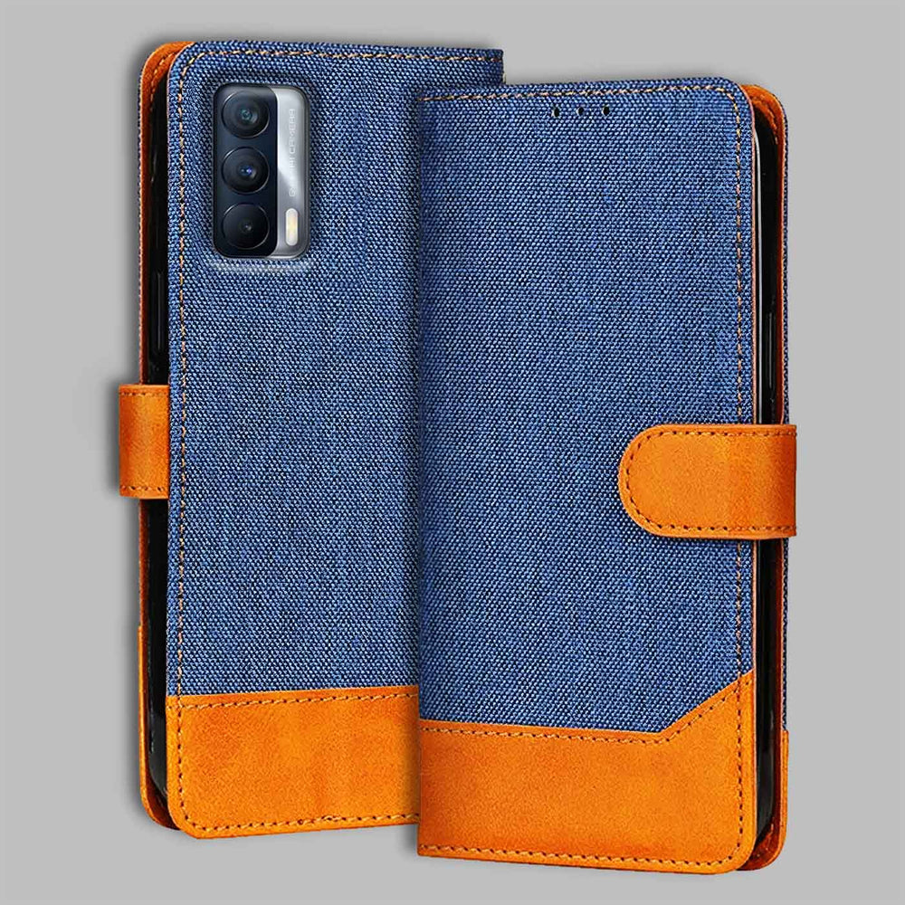 Realme X7 flip cover in Blue — front view by Accesorios