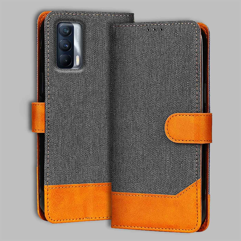 Realme X7 flip cover in Grey — front view by Accesorios