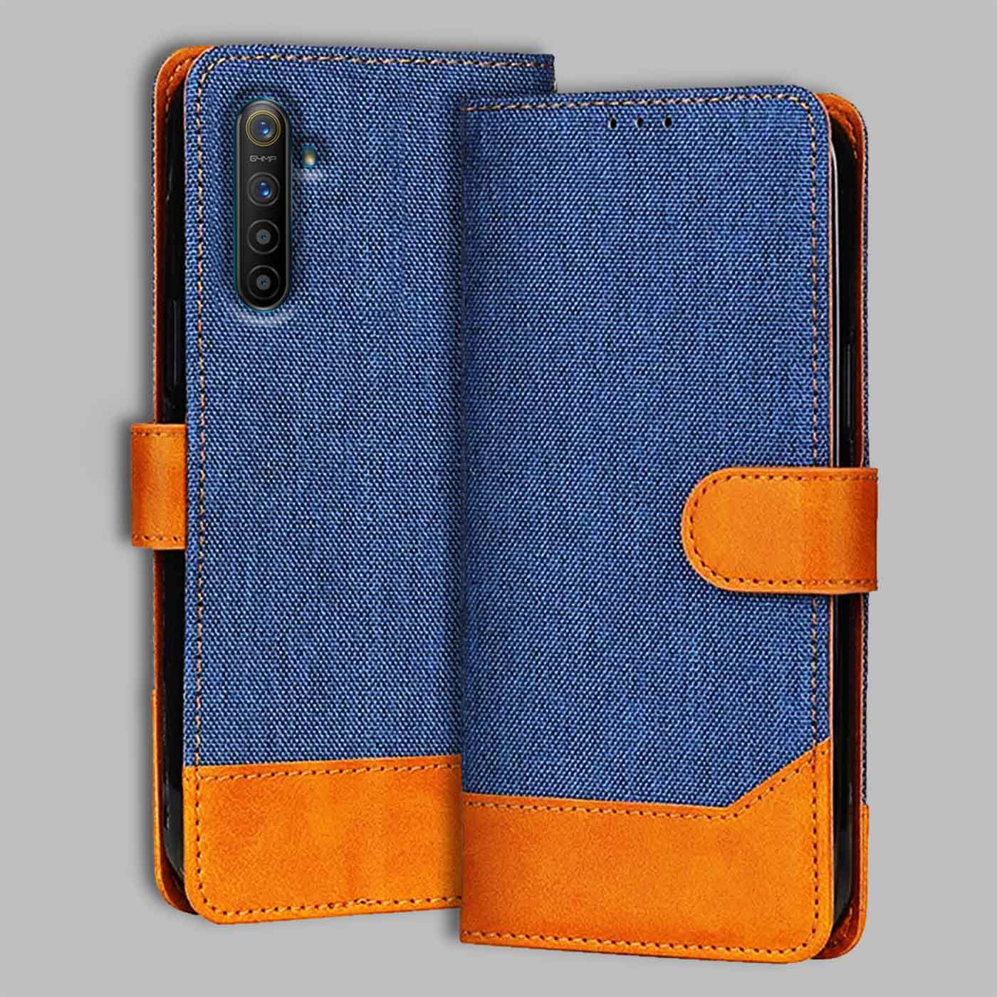 Realme XT flip cover in Blue — front view by Accesorios