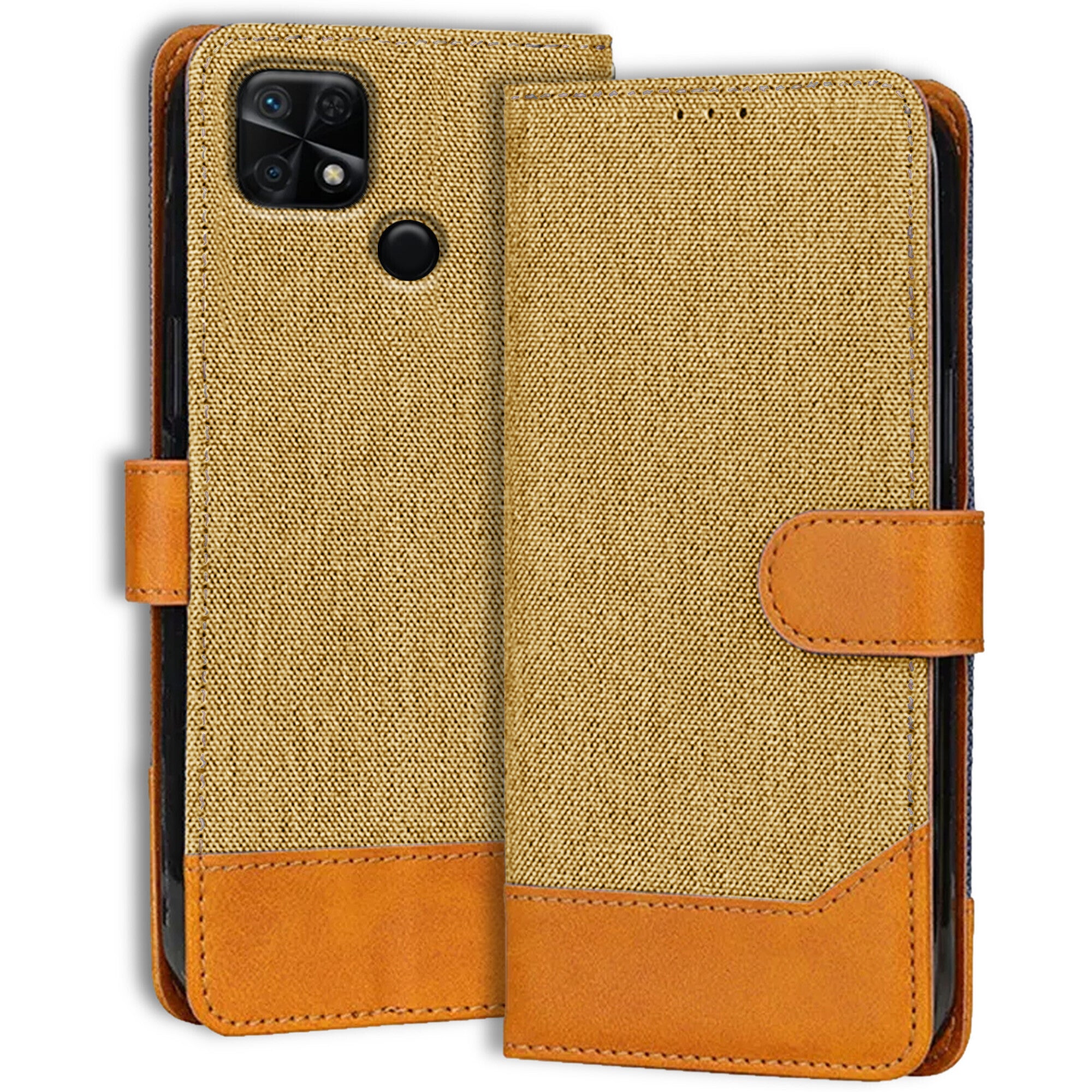 Accesorios Redmi 10 denim flip cover – Light Brown – Image 1 #color_light brown
