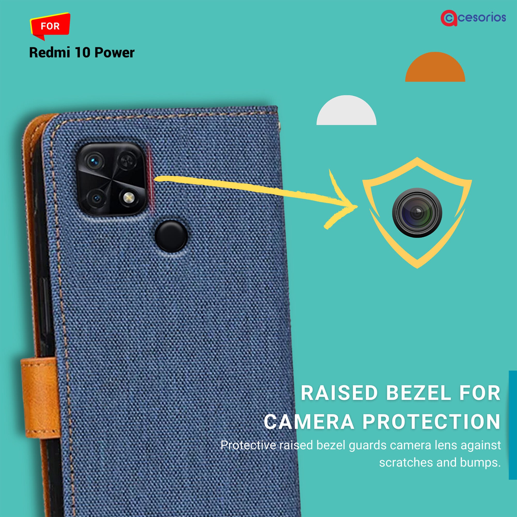 Accesorios Redmi 10 Power denim flip cover – Blue – Image 2 #color_blue