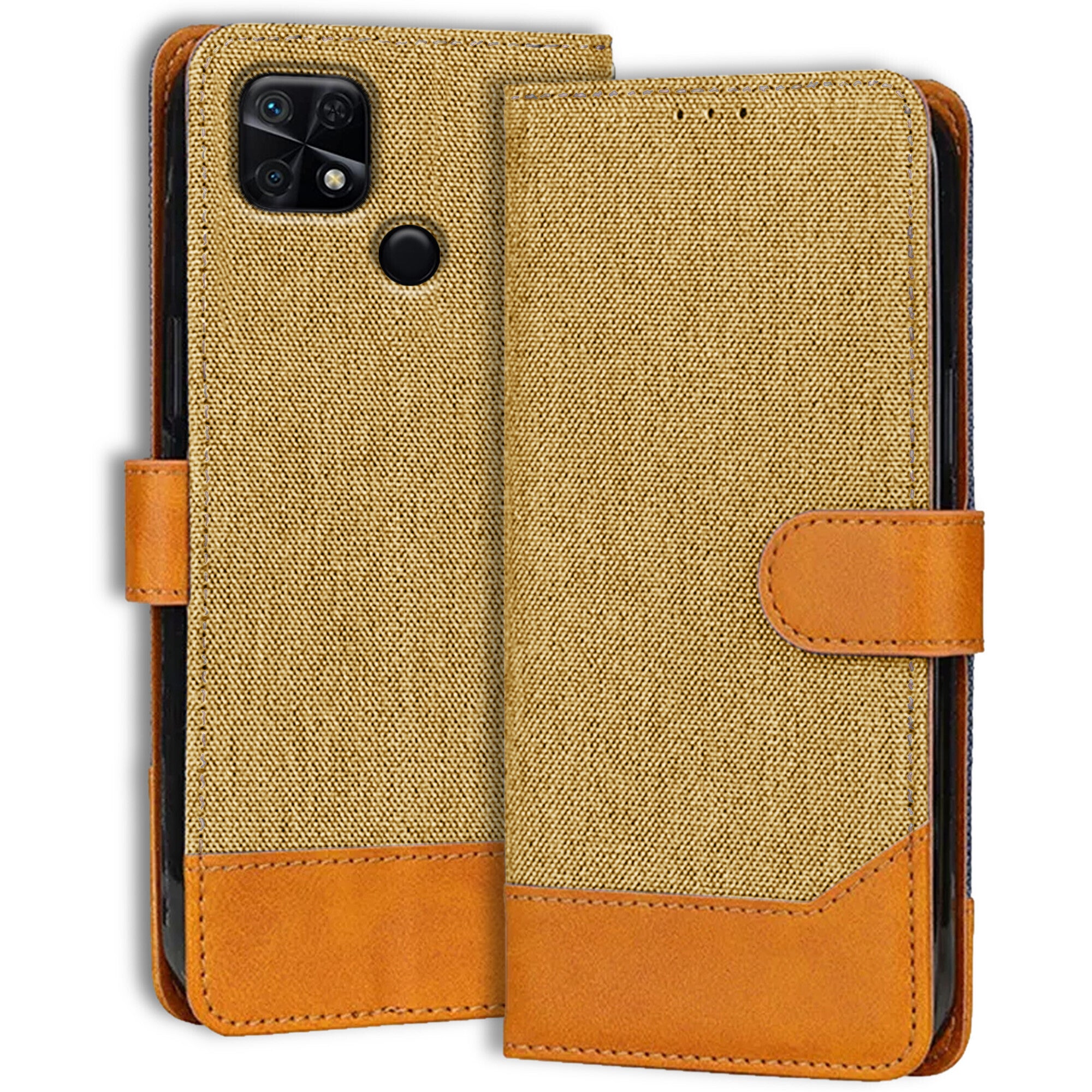 Accesorios Redmi 10 Power denim flip cover – Light Brown – Image 1 #color_light brown