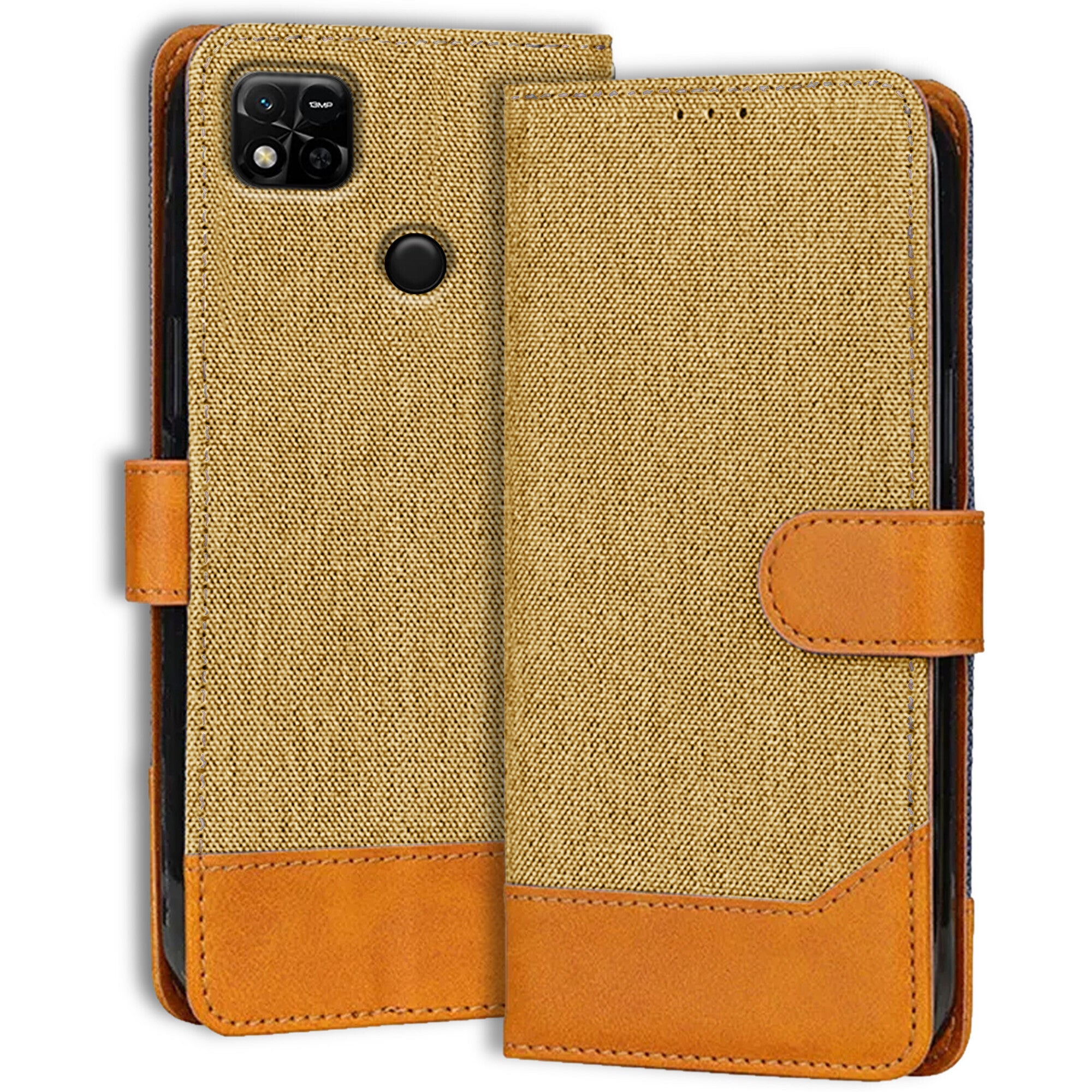 Accesorios Redmi 10A denim flip cover – Light Brown – Image 1 #color_light brown