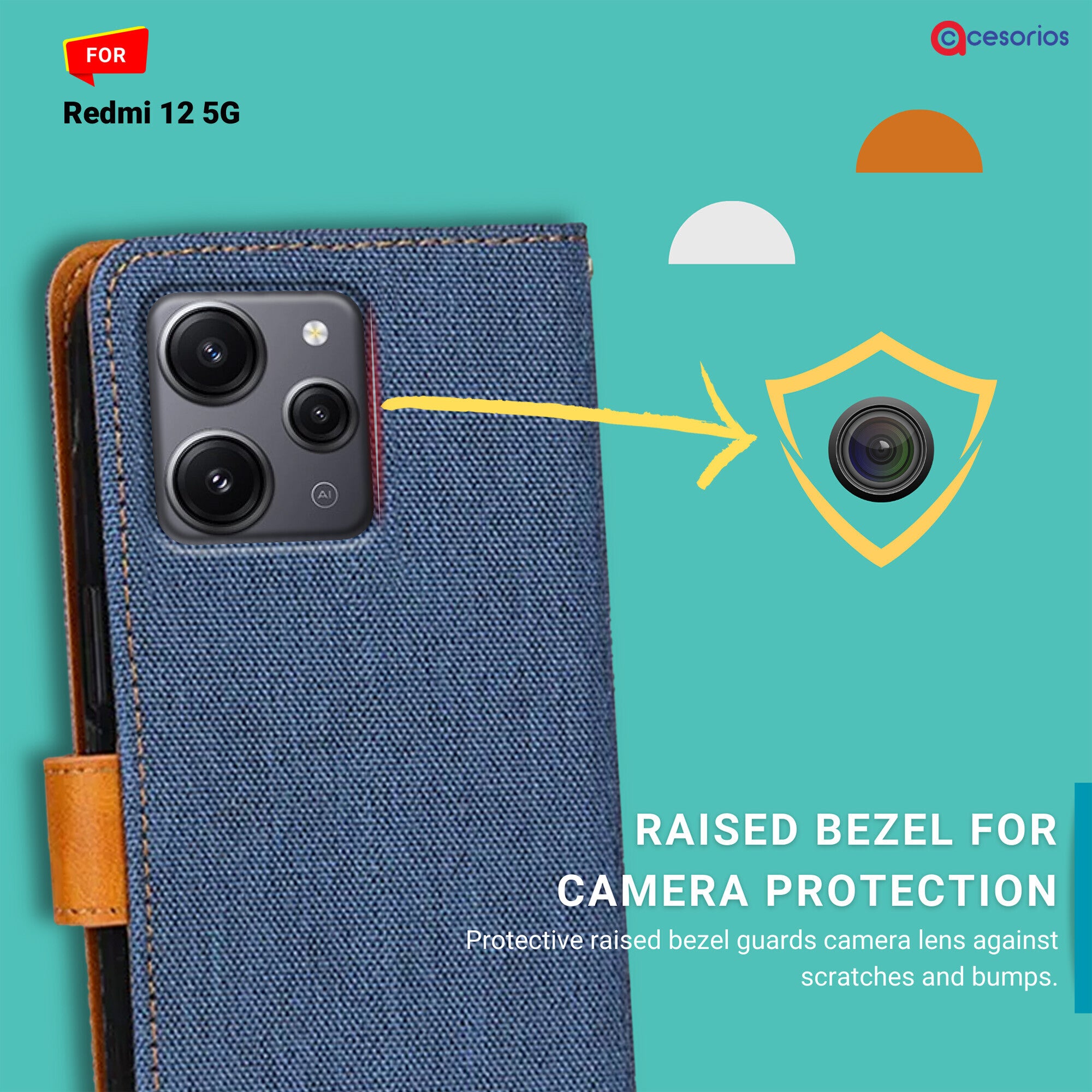 Accesorios Redmi 12 5G denim flip cover – Blue – Image 2 #color_blue