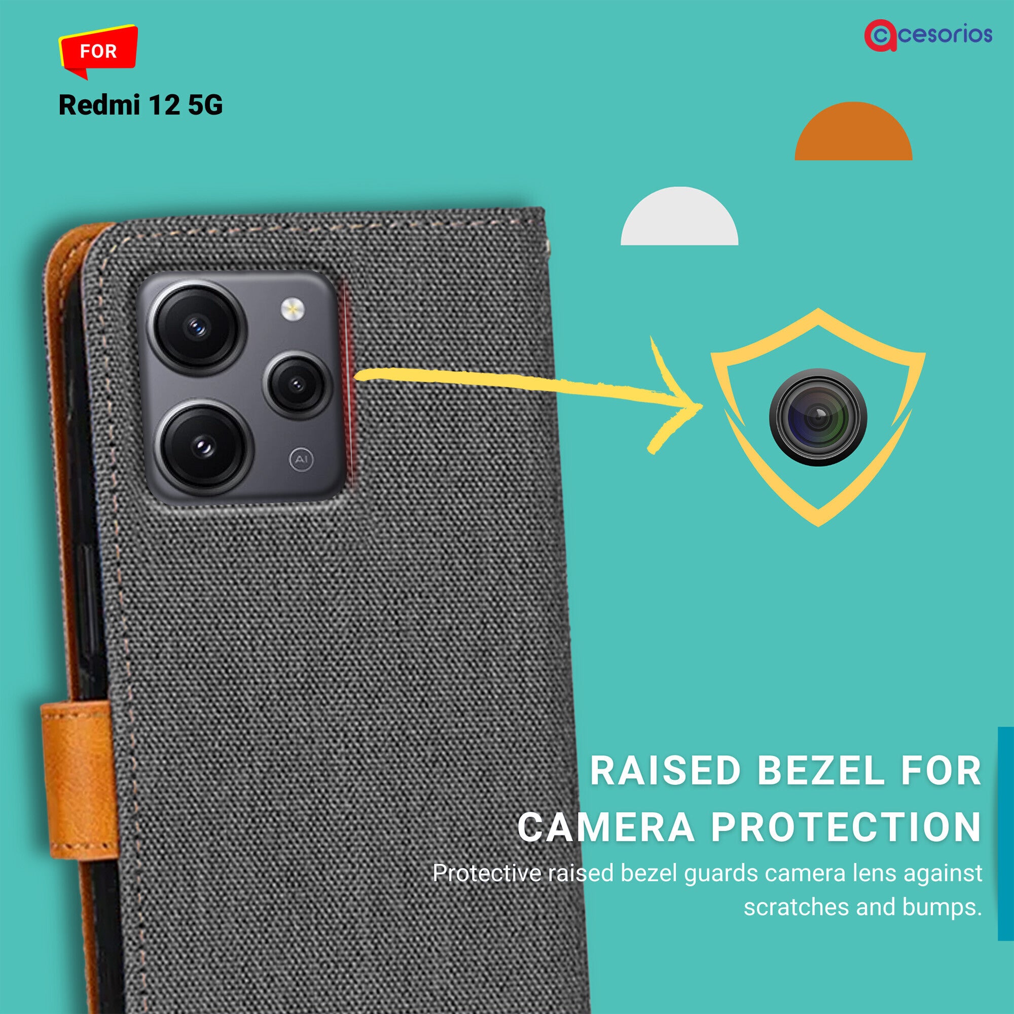 Accesorios Redmi 12 5G denim flip cover – Grey – Image 2 #color_grey