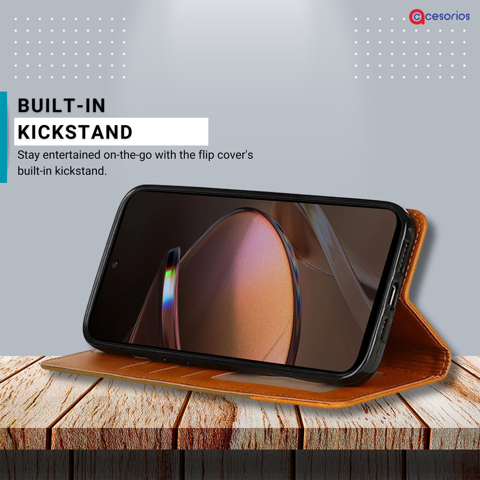 Accesorios Redmi 12 5G denim flip cover – Light Brown – Image 4 #color_light brown